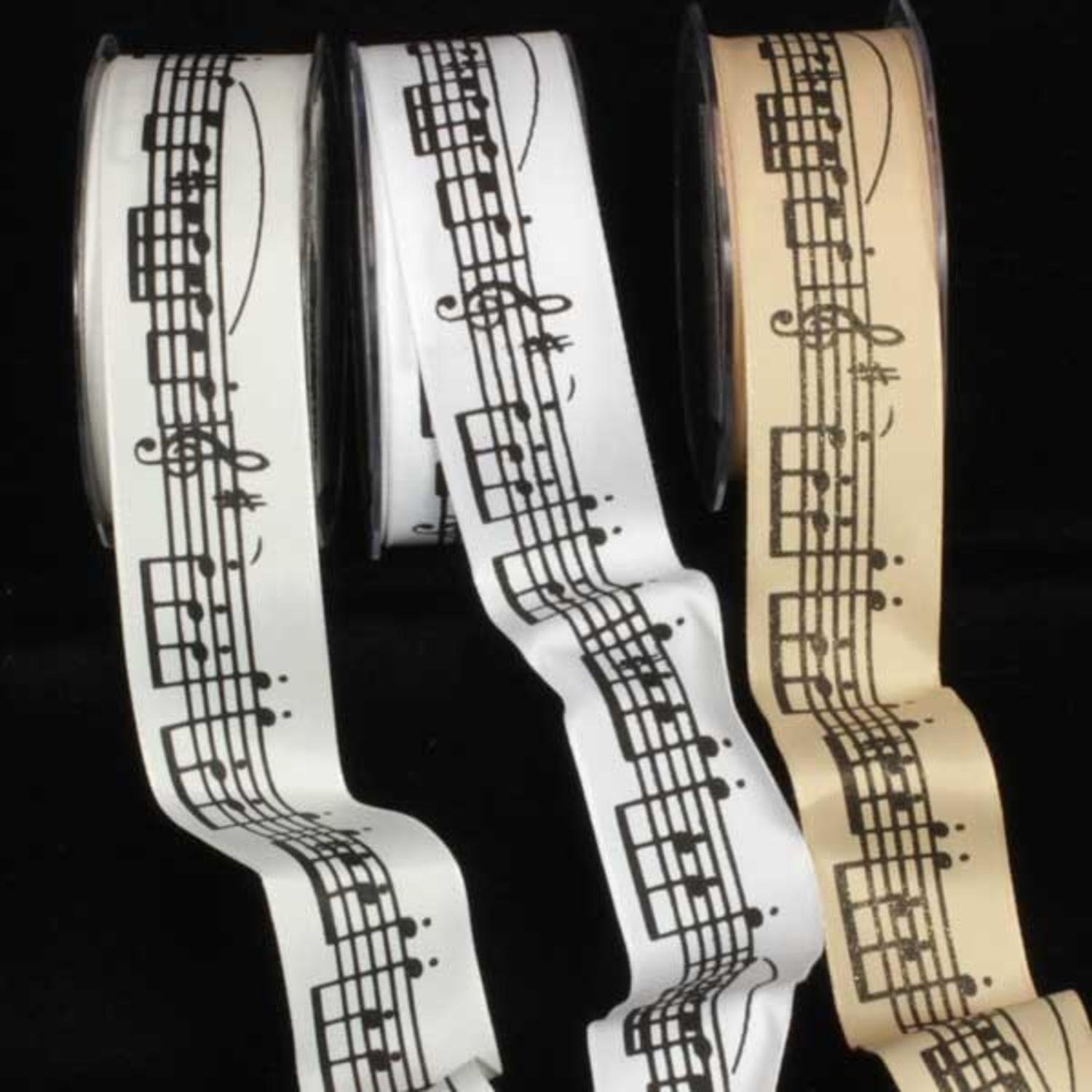 White Music Note Print Wired Craft Ribbon - 1.5 Inch x 44 Yards Decorative Ribbon for Gift Wrapping, DIY Scrapbooking, Party Decorations & Wedding Favors