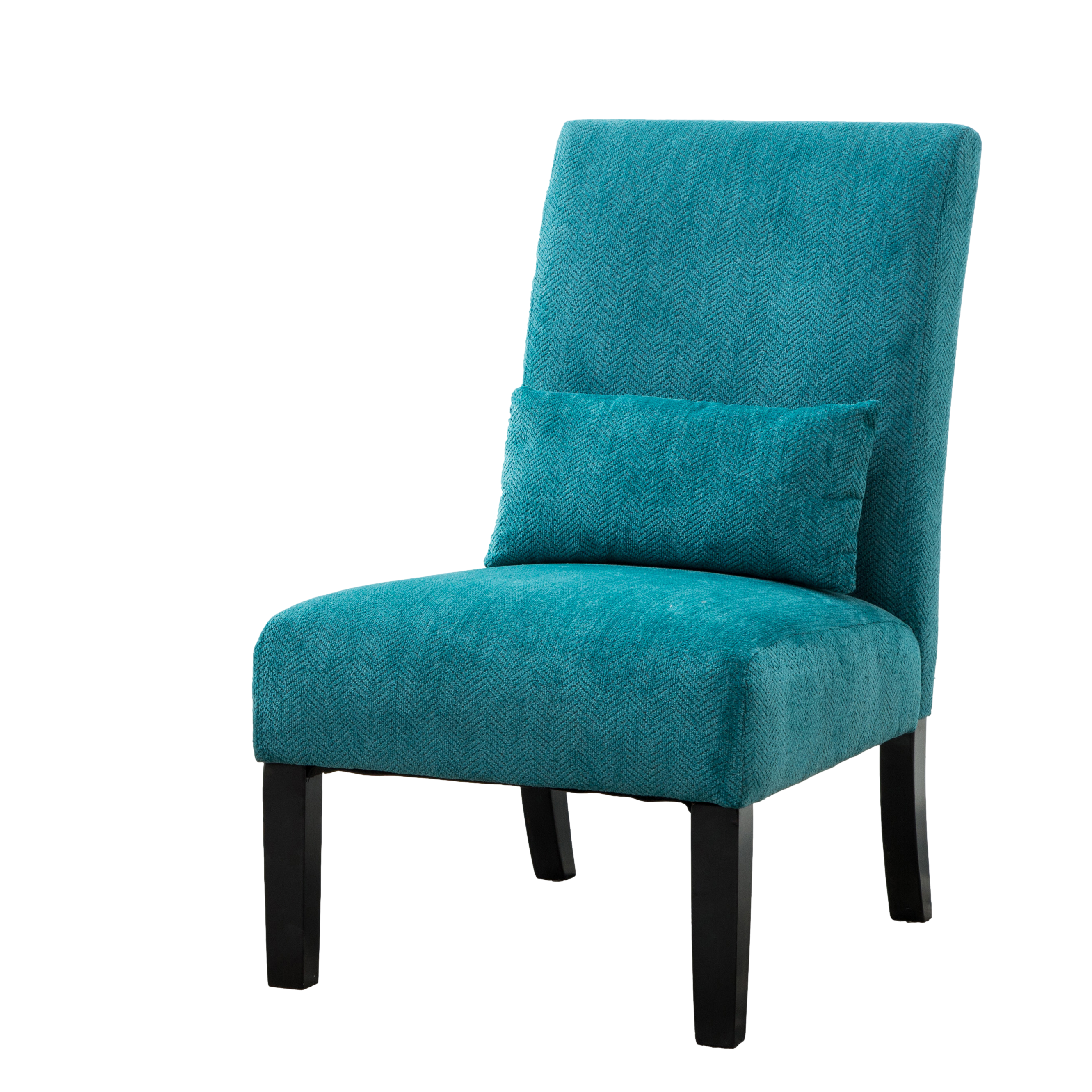 Roundhill Furniture Pisano Chenille Fabric Armless Contemporary Accent Chair with Matching Kidney Pillow in Teal Blue - Perfect for Living Room, Bedroom, or Office Decor