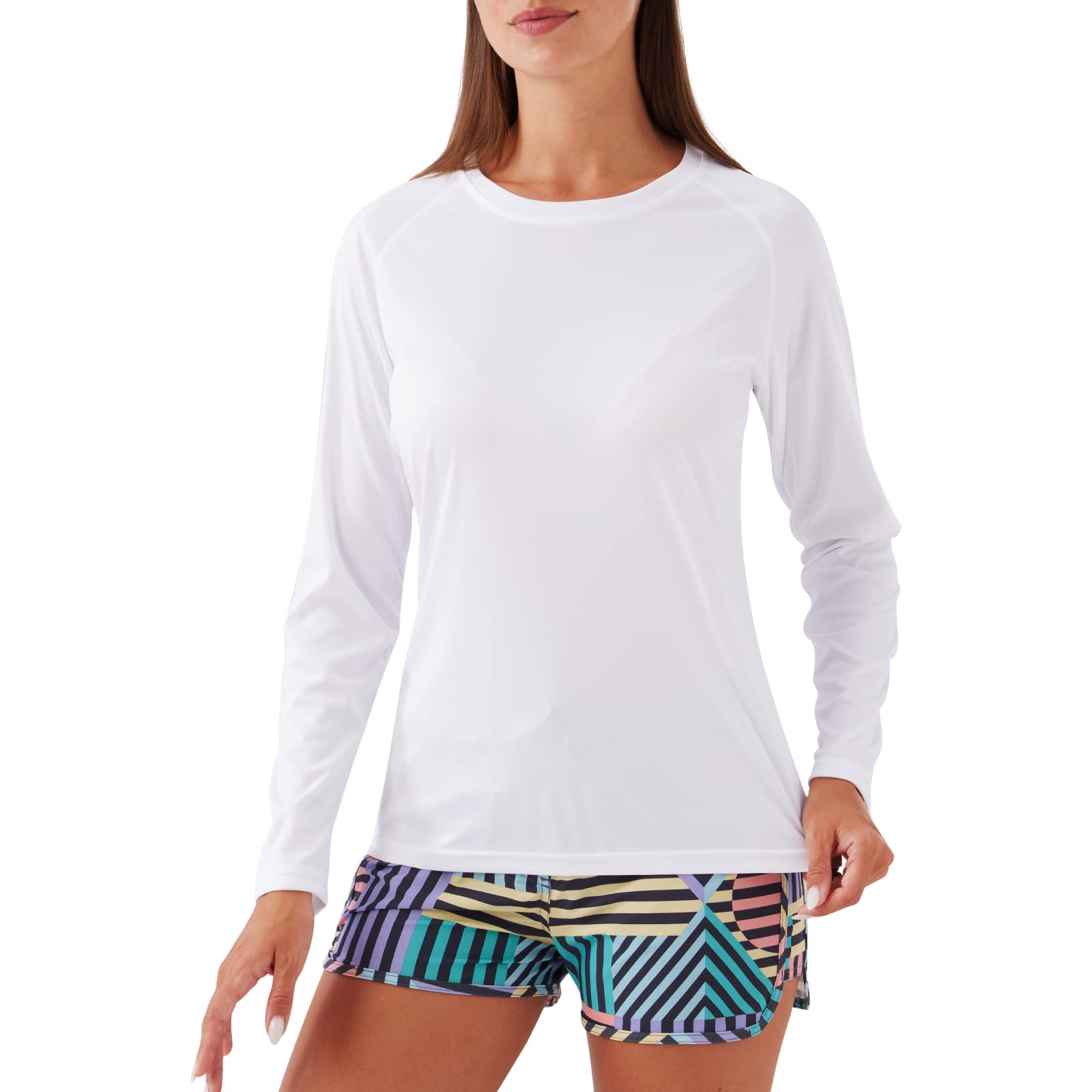 NAVISKIN Women's UPF 50+ Sun Protection Long Sleeve Rash Guard Shirt - Quick Dry Lightweight Hiking & Outdoor Activewear for Beach, Swimming, Yoga, and Travel