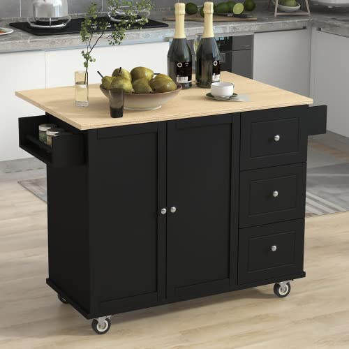 Mobile Kitchen Island Cart with Wheels, Storage & Drawers - Perfect for Small Kitchens & Dining Areas
