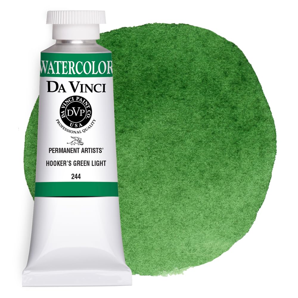 Professional Artist Watercolor Paint - Hooker's Green Light (37mL Tube) | Premium Quality for Painting, Sketching & Mixed Media Art | Perfect for Landscapes, Botanical Illustrations & Watercolor Techniques
