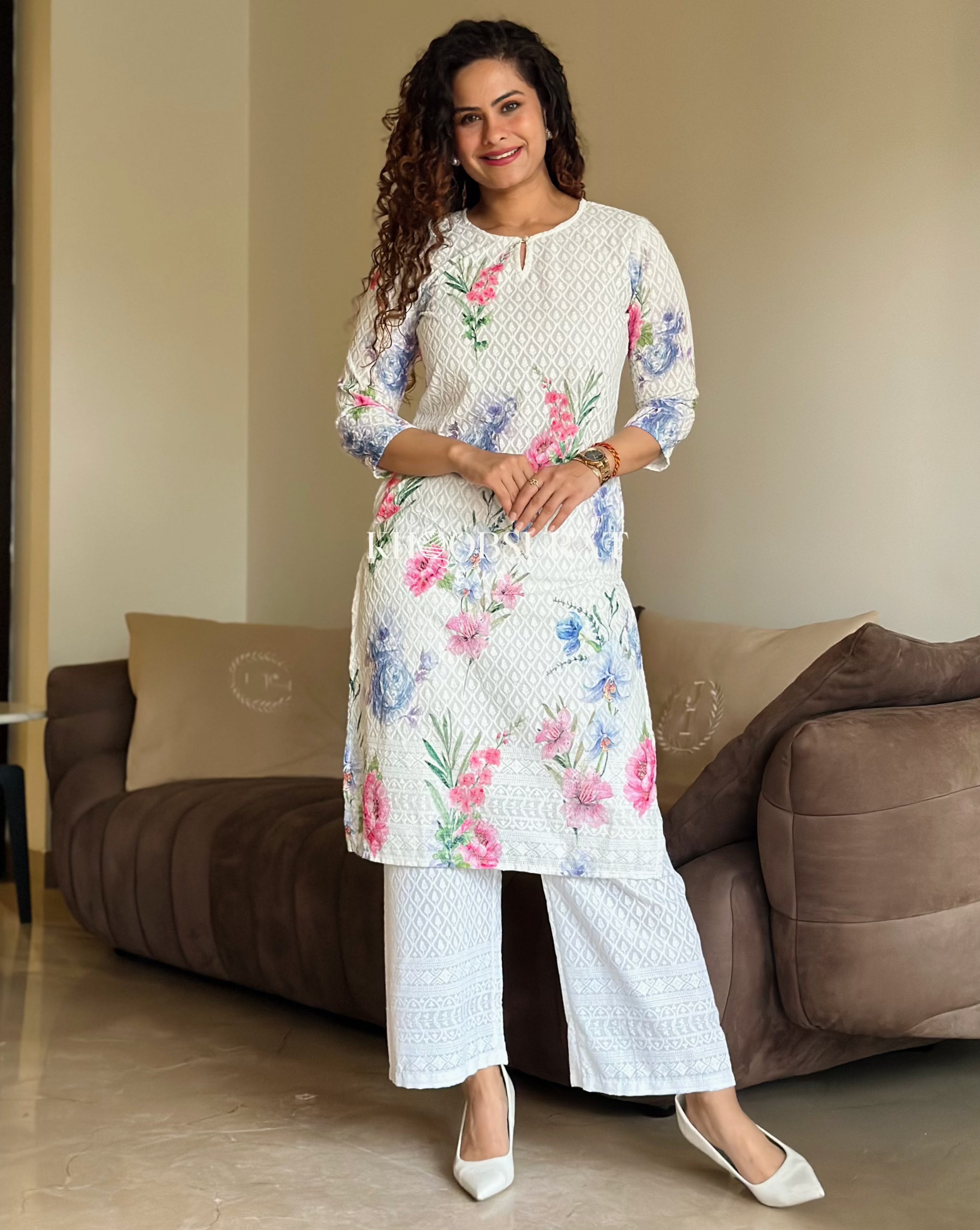 Premium Cotton White Kurta Set for Women - Soft & Comfortable Indian Ethnic Wear - Perfect for Festivals, Weddings & Casual Outings