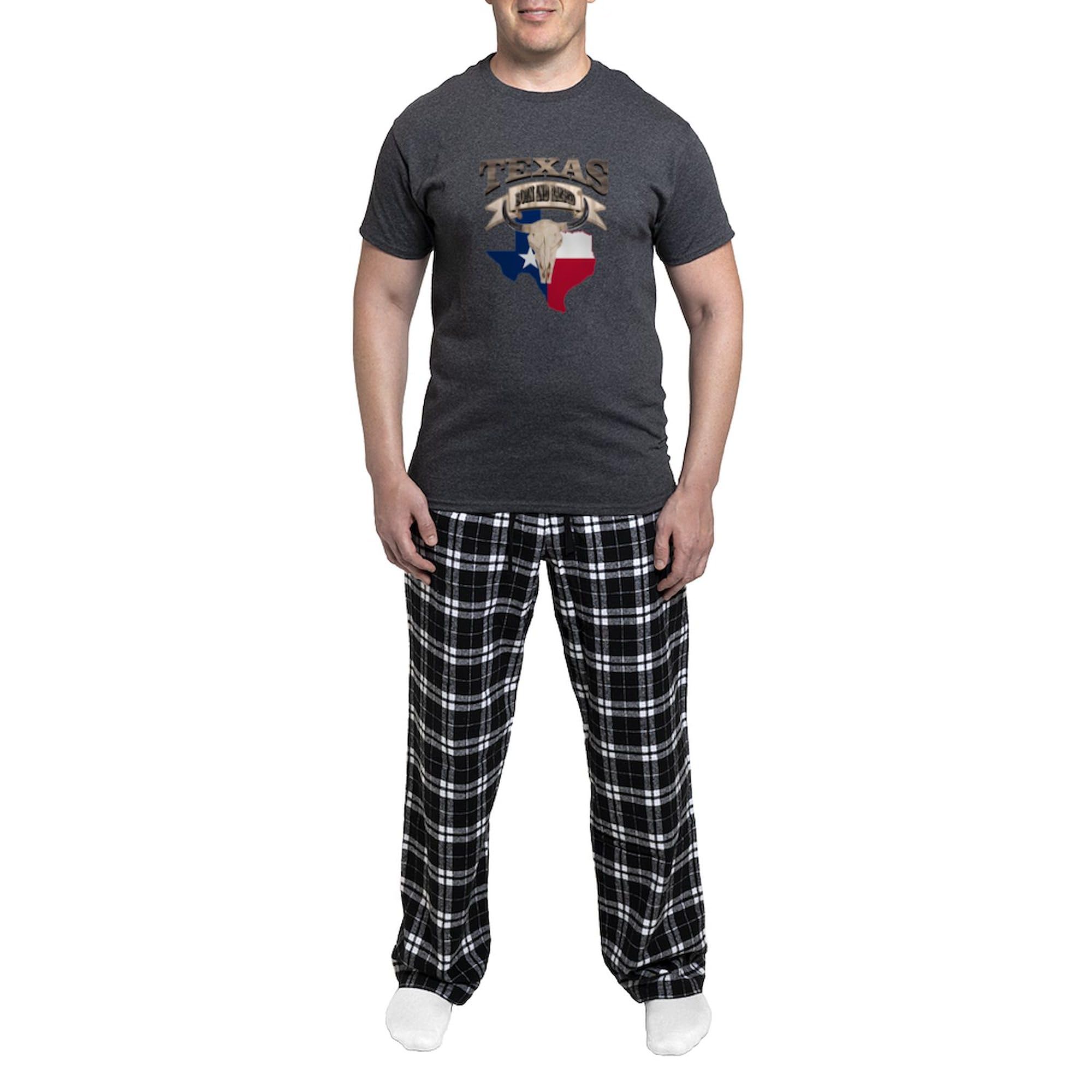 Bull Skull Born Texas Men's Charcoal Pajama Set - Soft Novelty Sleepwear for Men - Perfect for Texas Pride, Western Theme Parties & Cozy Lounge Nights