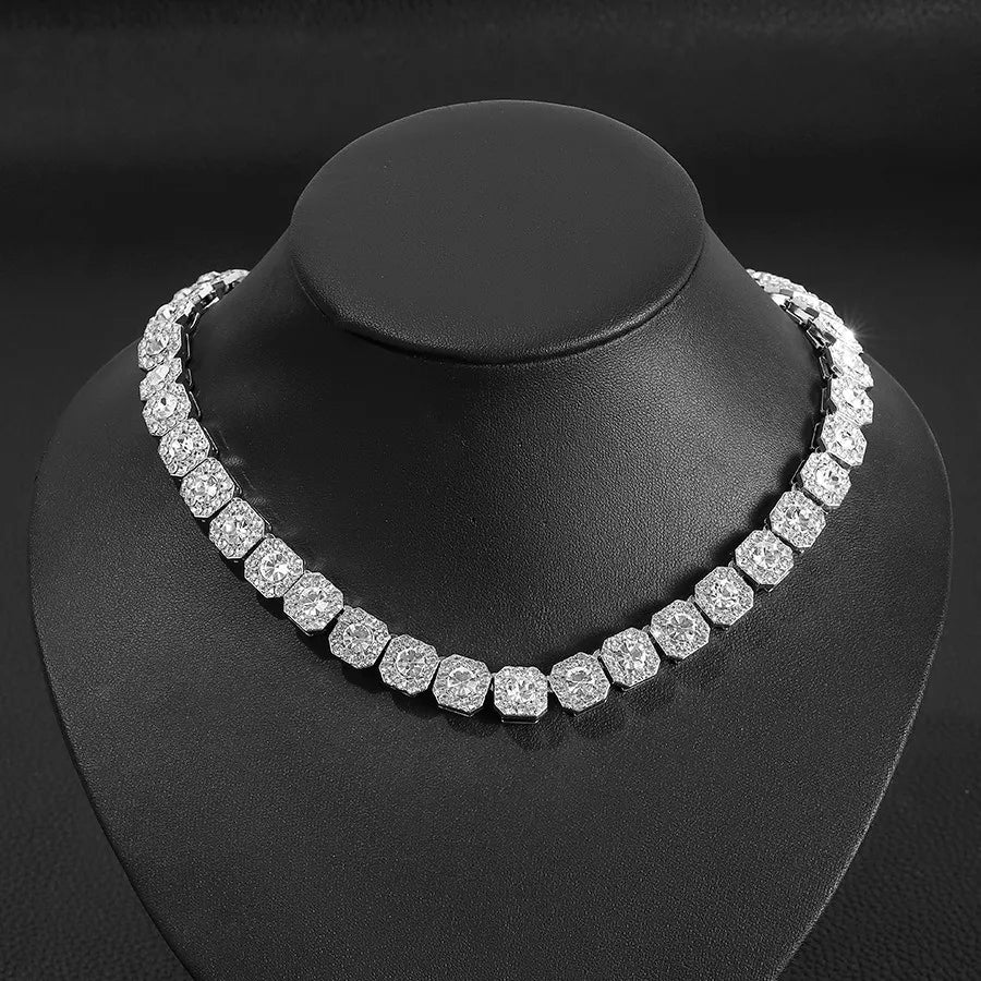 20K Gold Plated Moissanite Cuban Link Tennis Chain Necklace for Men & Women - Iced Out Hip Hop Jewelry - Perfect for Parties, Weddings & Everyday Wear