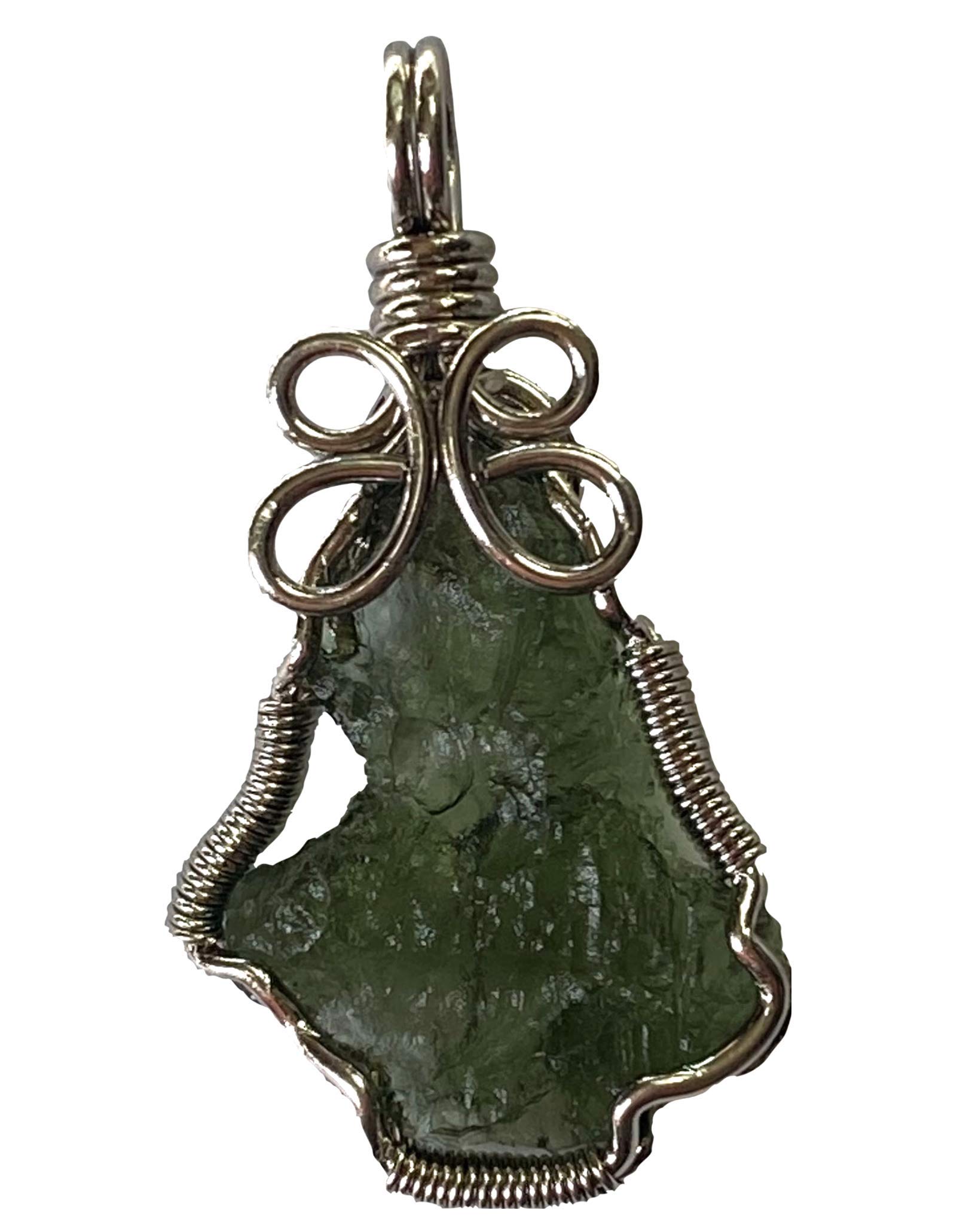 Wire Wrapped Moldavite Pendant Necklace | 25-30mm Small Green Gemstone Jewelry for Women | Spiritual Healing, Meditation & Energy Protection