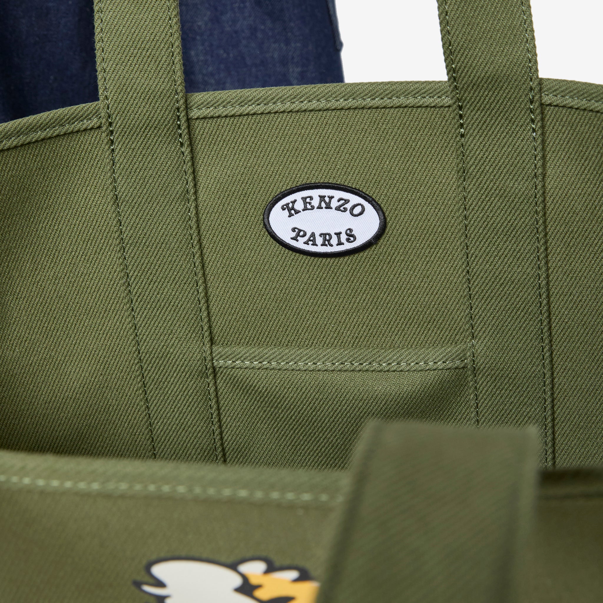 KENZO VERDY MARKET Large Reversible Tote Bag in Khaki | Fashionable & Spacious Unisex Shoulder Bag for Work, Travel & Shopping