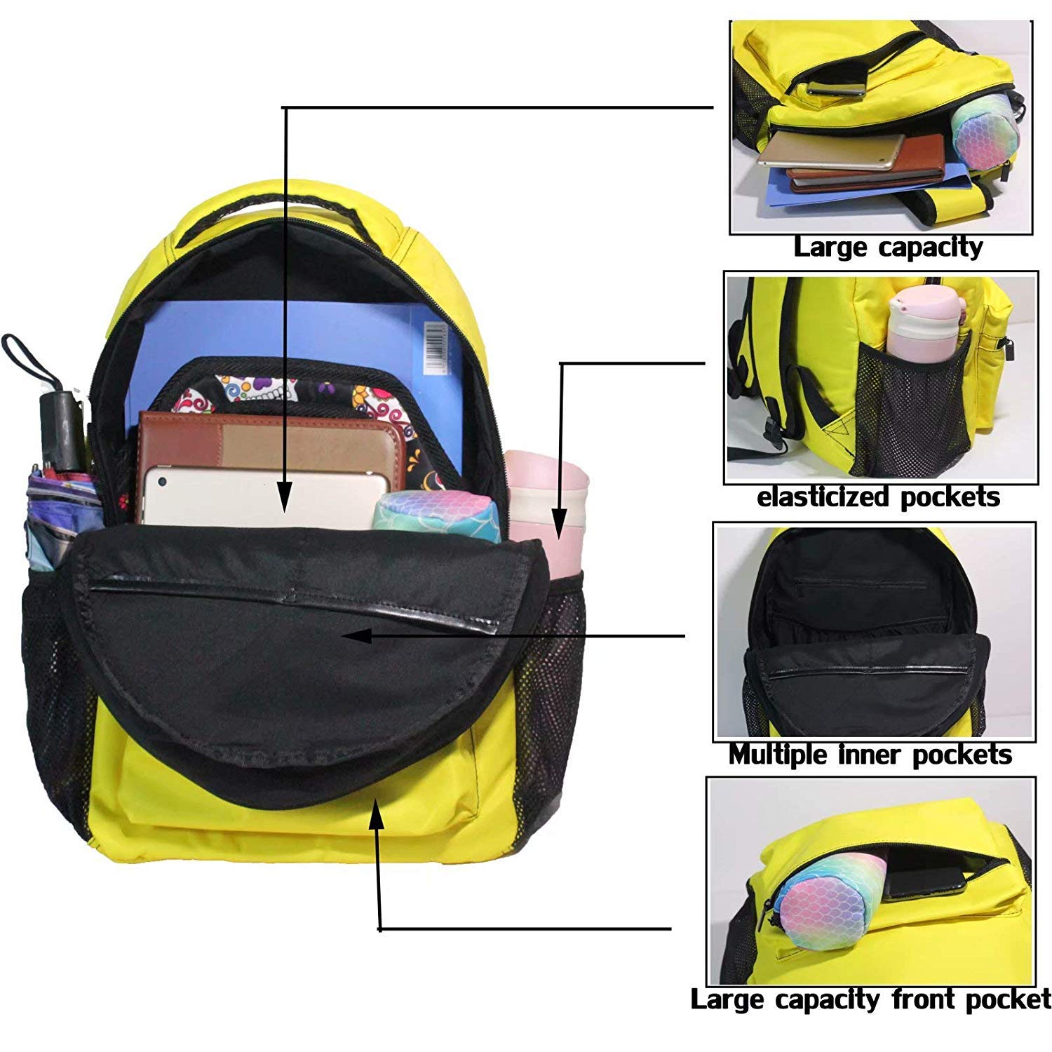 Wamika Siberian Husky Puppy Backpack for Kids, Women & Men - Cute Dog Design Laptop Backpack, Casual Book Bag for School, Travel, Camping & Day Trips