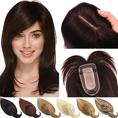 JGS1996 Women's Real Human Hair Toppers with Bangs - 100% Remy Human Hair Wig Clip-in for Thinning Hair & Hair Loss | Perfect for Daily Wear, Special Occasions & Confidence Boosting