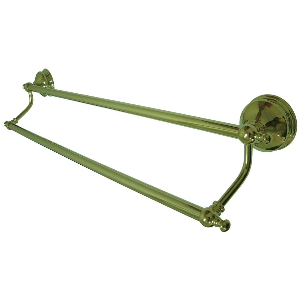 Polished Brass 24-Inch Double Towel Bar - Bathroom Towel Rack for Hand & Bath Towels - Durable & Stylish Bathroom Accessory (BA7613PB) - Perfect for Modern & Luxury Bathrooms