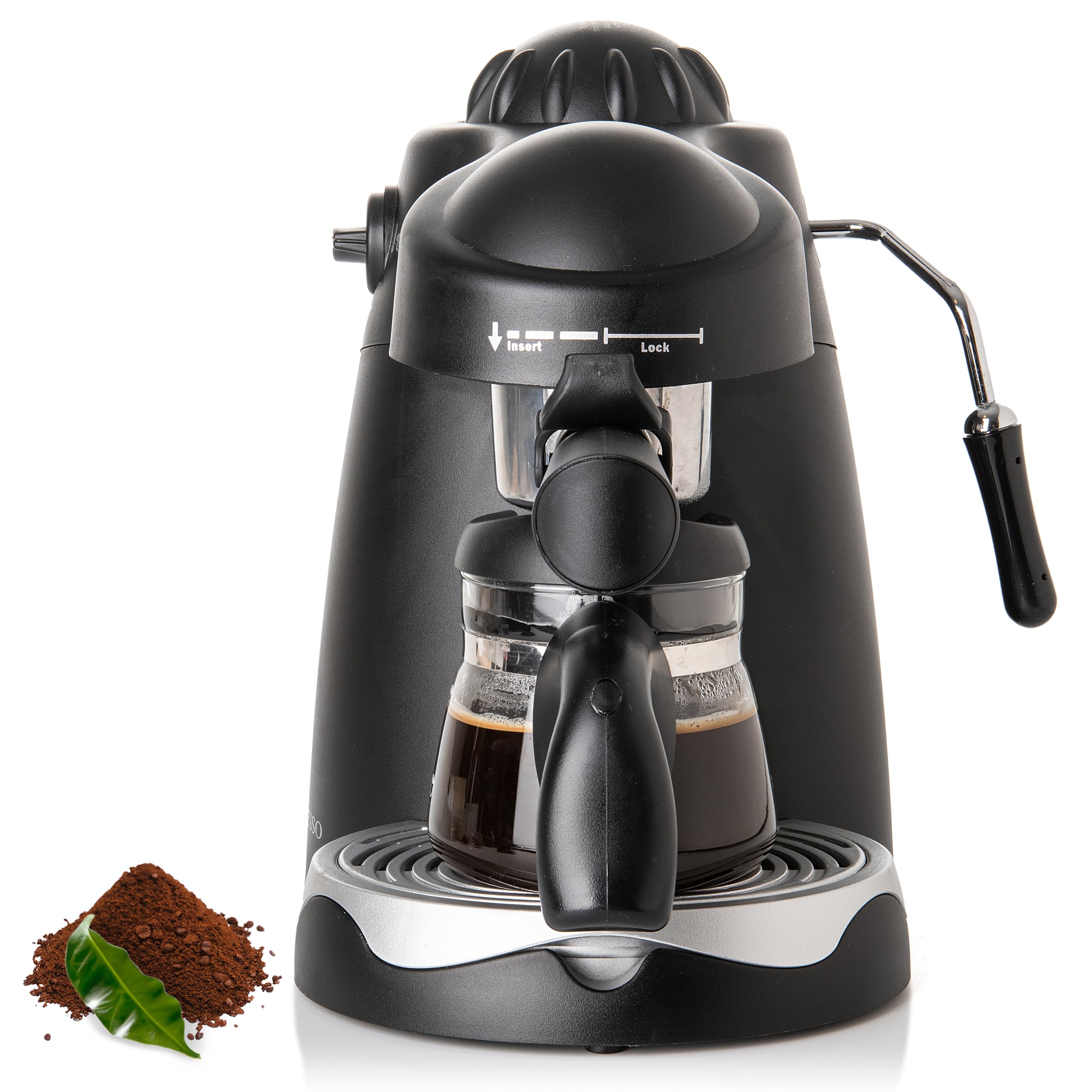 Mixpresso 3.5 Bar Espresso Machine with Milk Frother - 800W Coffee Maker for Espresso, Cappuccino & Latte - 4 Cup Capacity with Glass Carafe - Perfect for Home, Office & Coffee Shops