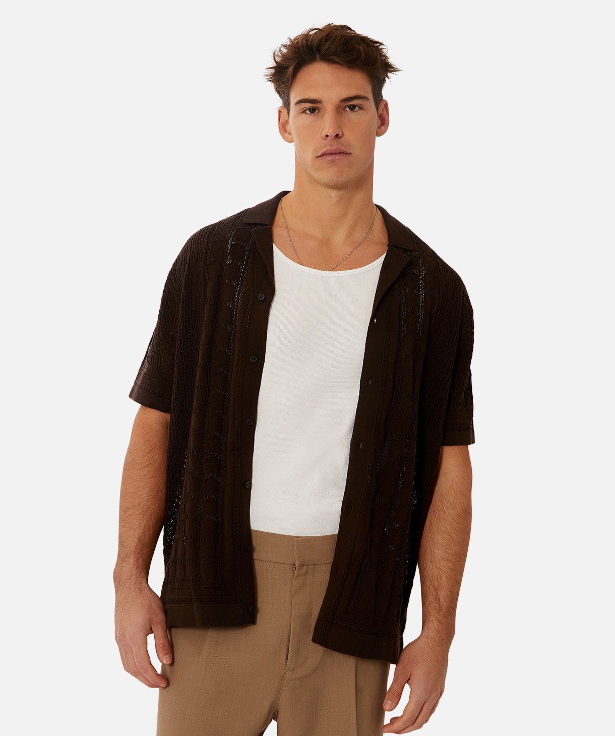 Venezia SS Shirt for Men - Premium Cotton Chocolate Brown Casual Shirt | Perfect for Office, Date Night & Summer Outfits