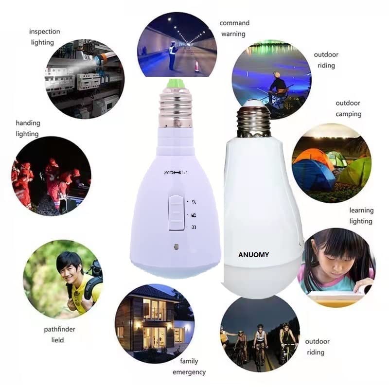 LSR 2-Pack Rechargeable Emergency LED Light Bulbs - 5W Dimmable Soft White & Daylight Bulbs with Remote Control, Battery Powered Backup Lighting for Power Outages, Camping, Storms & Home Safety