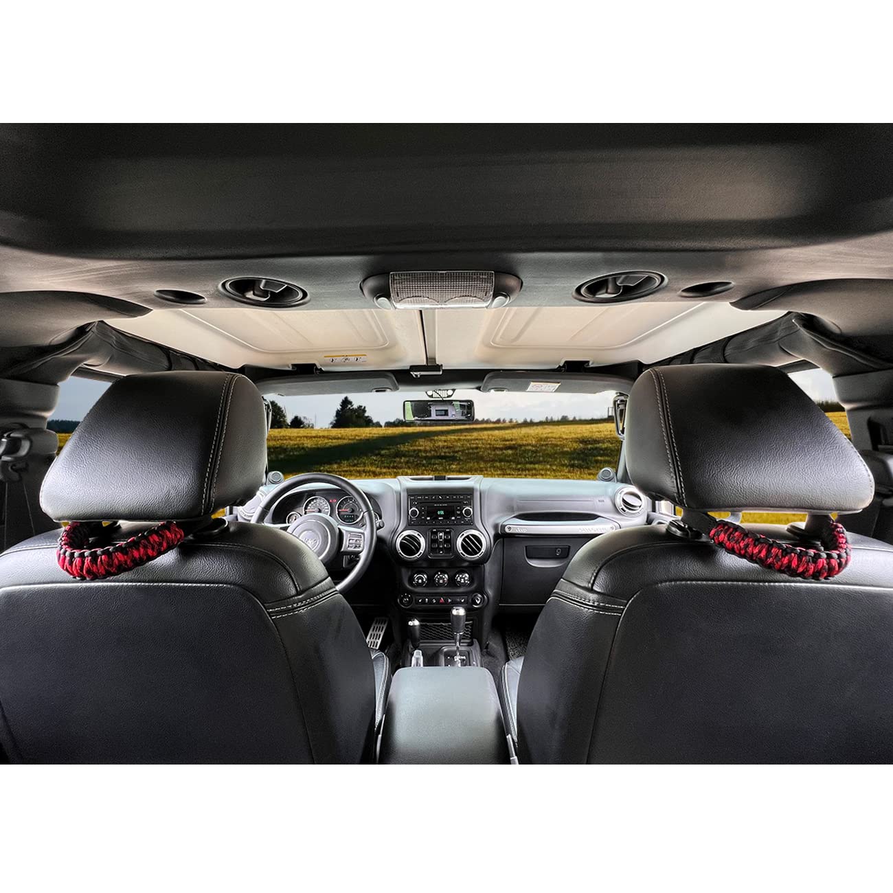 Jeep Wrangler Grab Handles (2pcs) - Heavy Duty Seat Mount Handles for Jeep Wrangler YJ TJ JK JL & Land Cruiser FJ Suzuki - Black Spider Texture - Perfect for Off-Roading, Camping & Adventure Trips