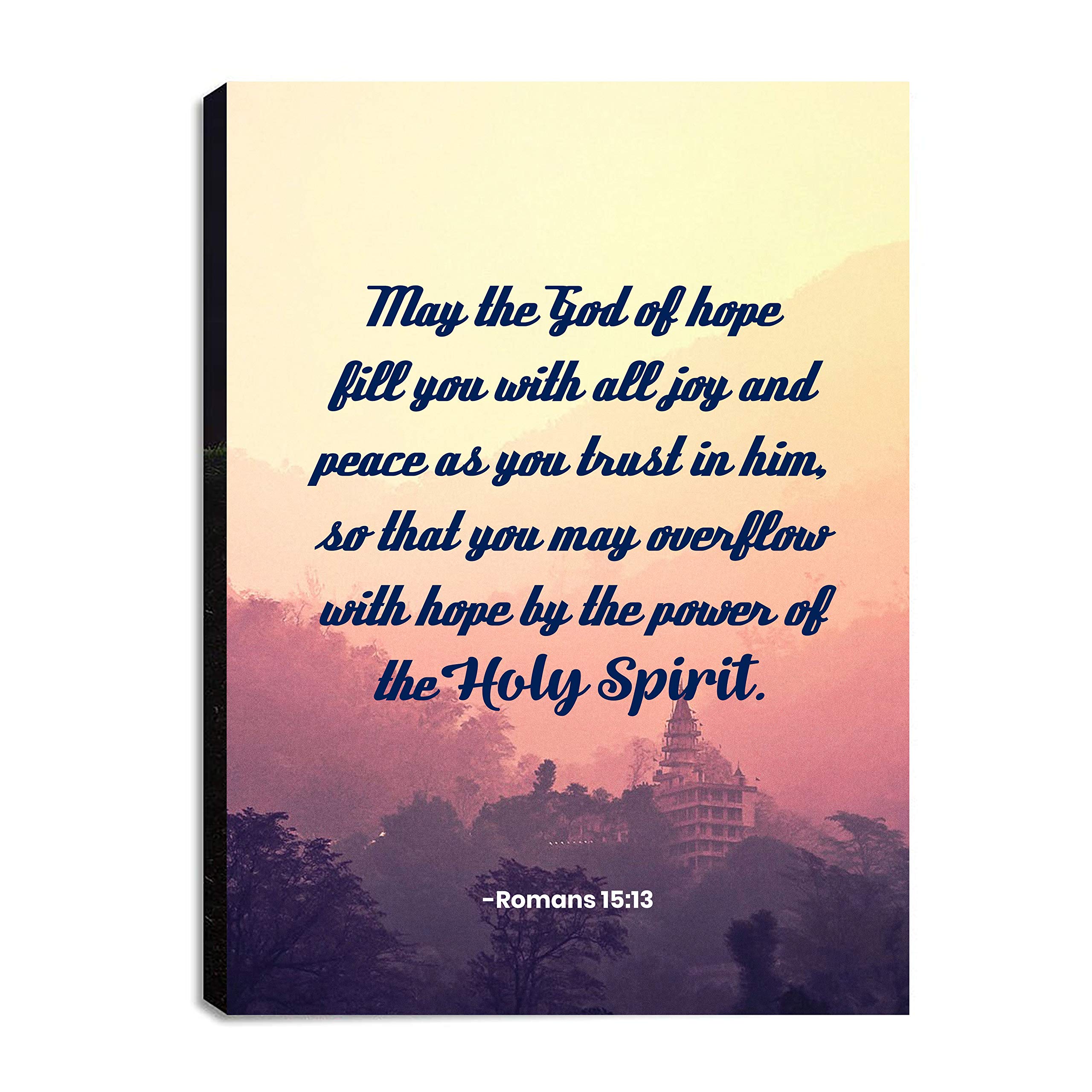 12x18in Christian Canvas Wall Art - May The God of Hope with Bible Verses & Prayers | Inspirational Home Decor for Living Room, Bedroom, Kitchen | Unique Ready-to-Hang Religious Wall Art for Faith-Based Interiors