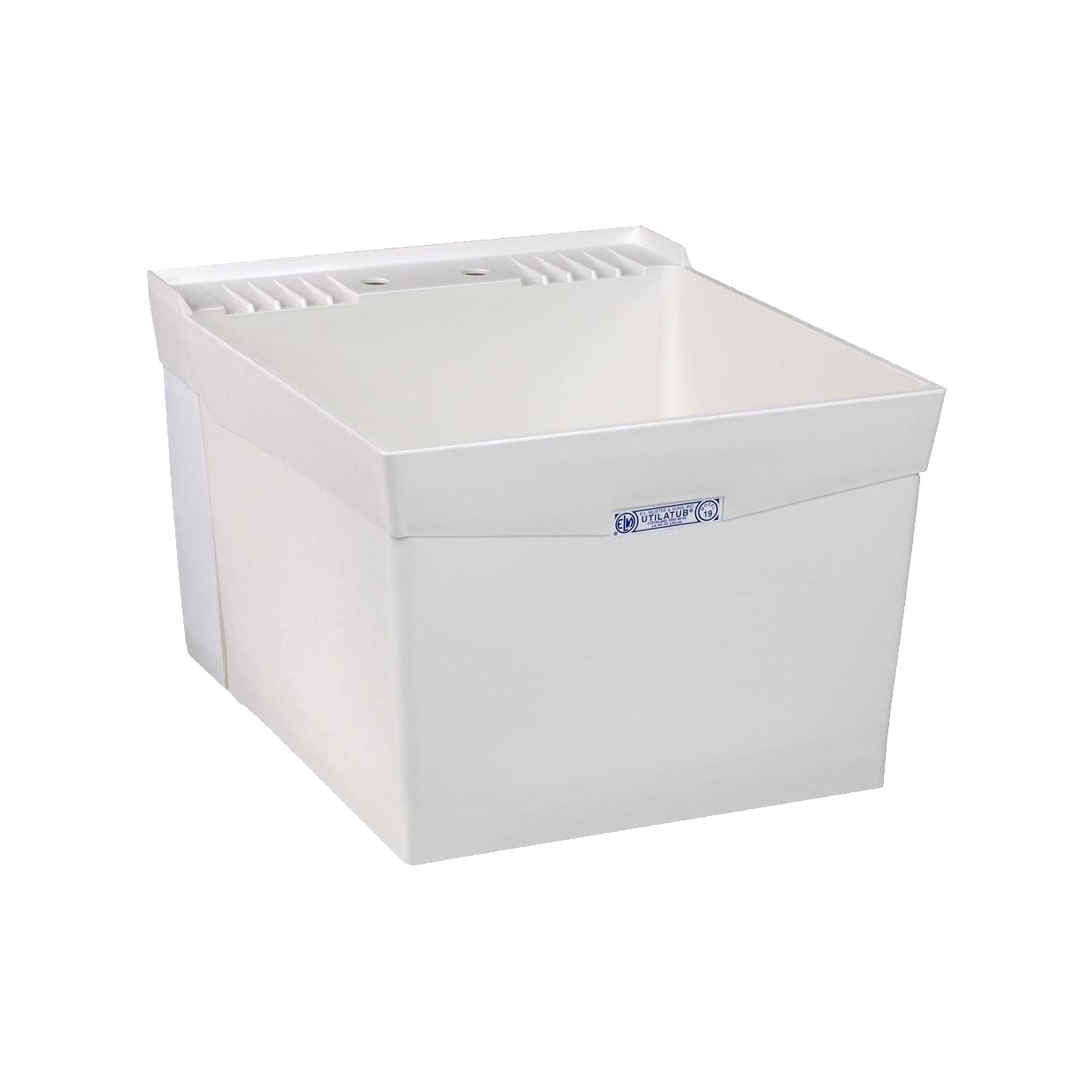 Mustee 18W White Wall-Mounted Laundry Utility Tub - Large Size for Laundry Room, Basement, or Garage Sink Use