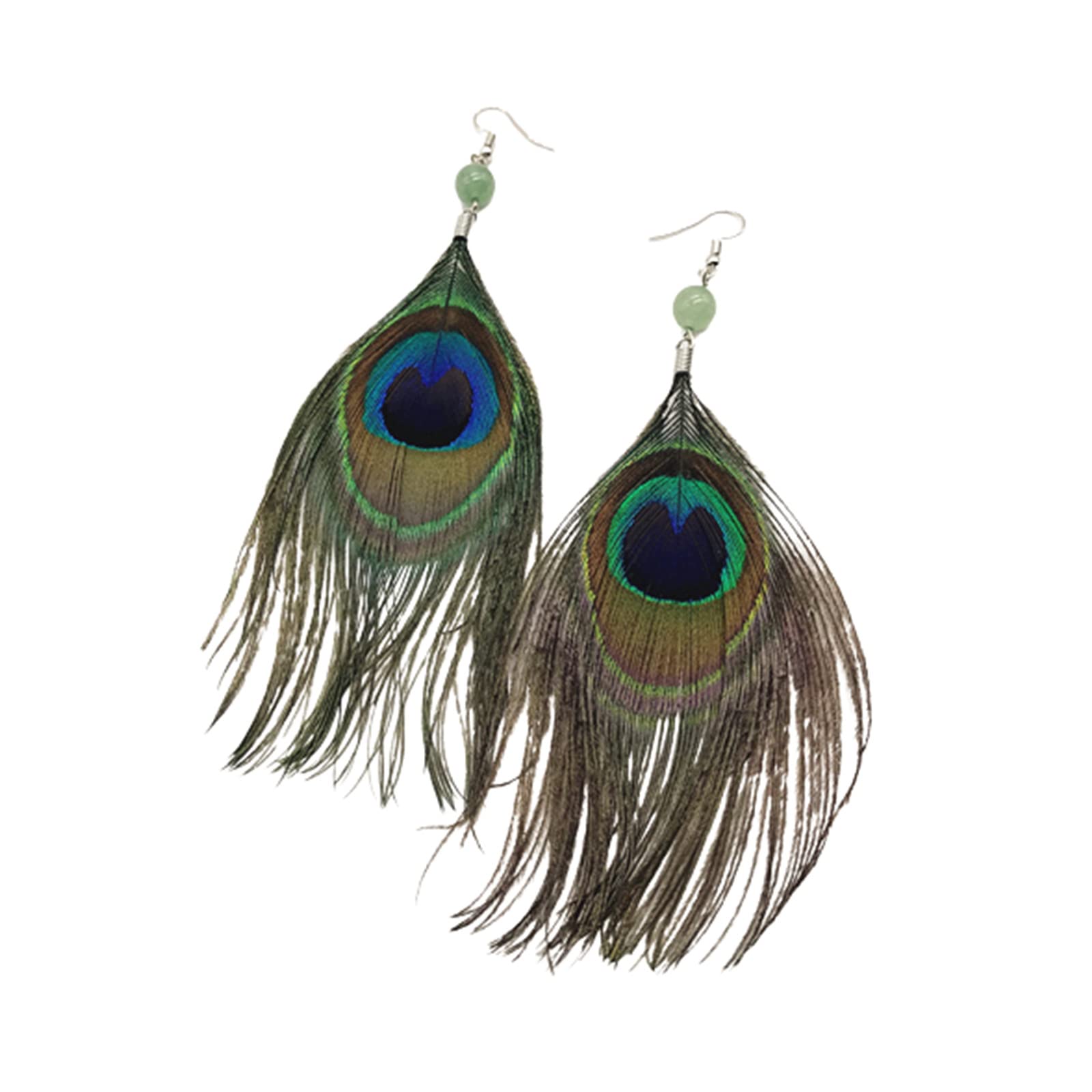 Handmade Boho Multicolor Peacock Feather Earrings for Women – Long Tassel Feather Hook Earrings, Bohemian Jewelry | Perfect for Festivals, Parties & Boho Fashion