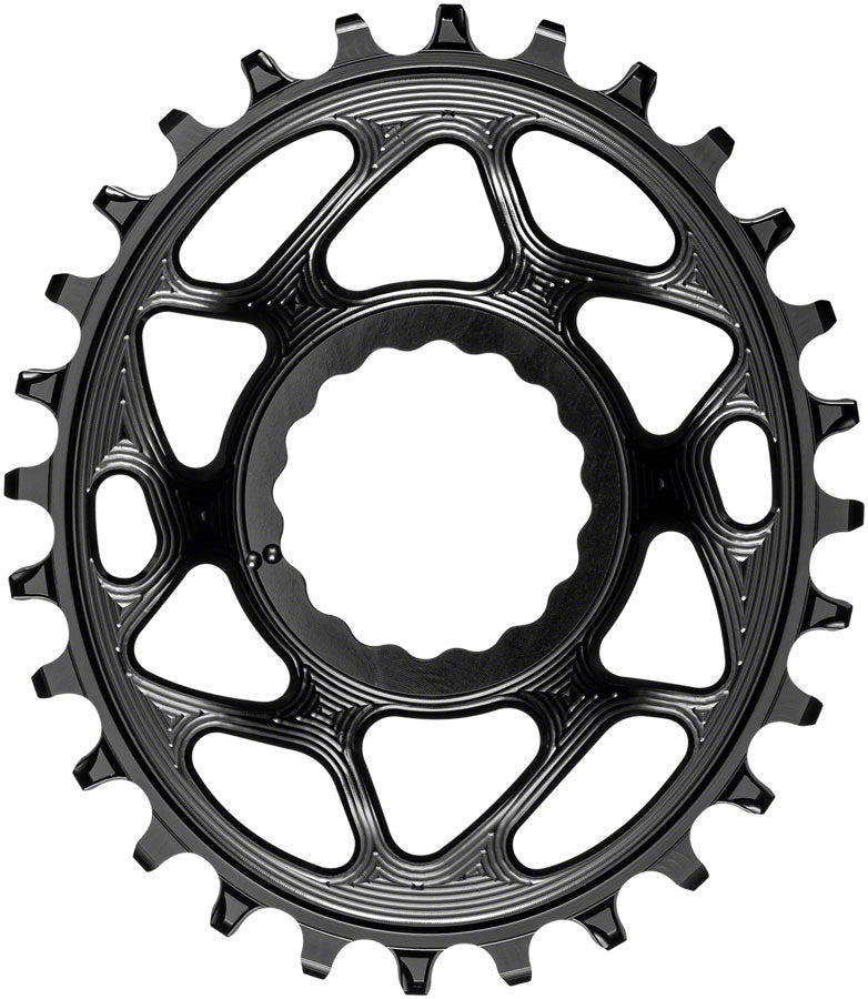 AbsoluteBLACK Oval Narrow Wide Chainring 28T - Direct Mount for 10/11/12 Speed Bikes - Lightweight Aluminum MTB Chainring for Enhanced Climbing & Trail Performance