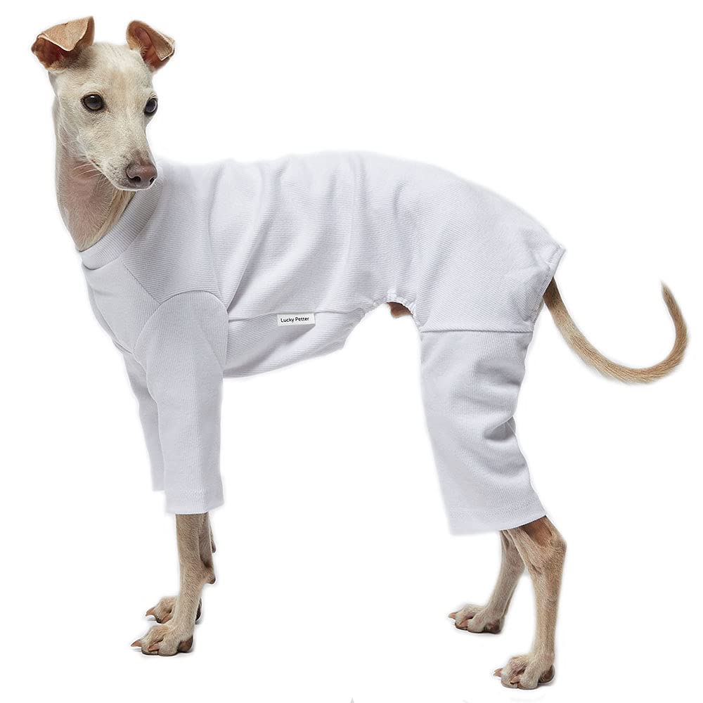 Soft Stretchable Dog Pajamas Onesie for Small Dogs - Cozy Doggie Jammies, Comfortable Dog Shirt & Bodysuit (Large, Basic White) - Perfect for Indoor Lounging, Sleepwear & Cute Pet Outfits