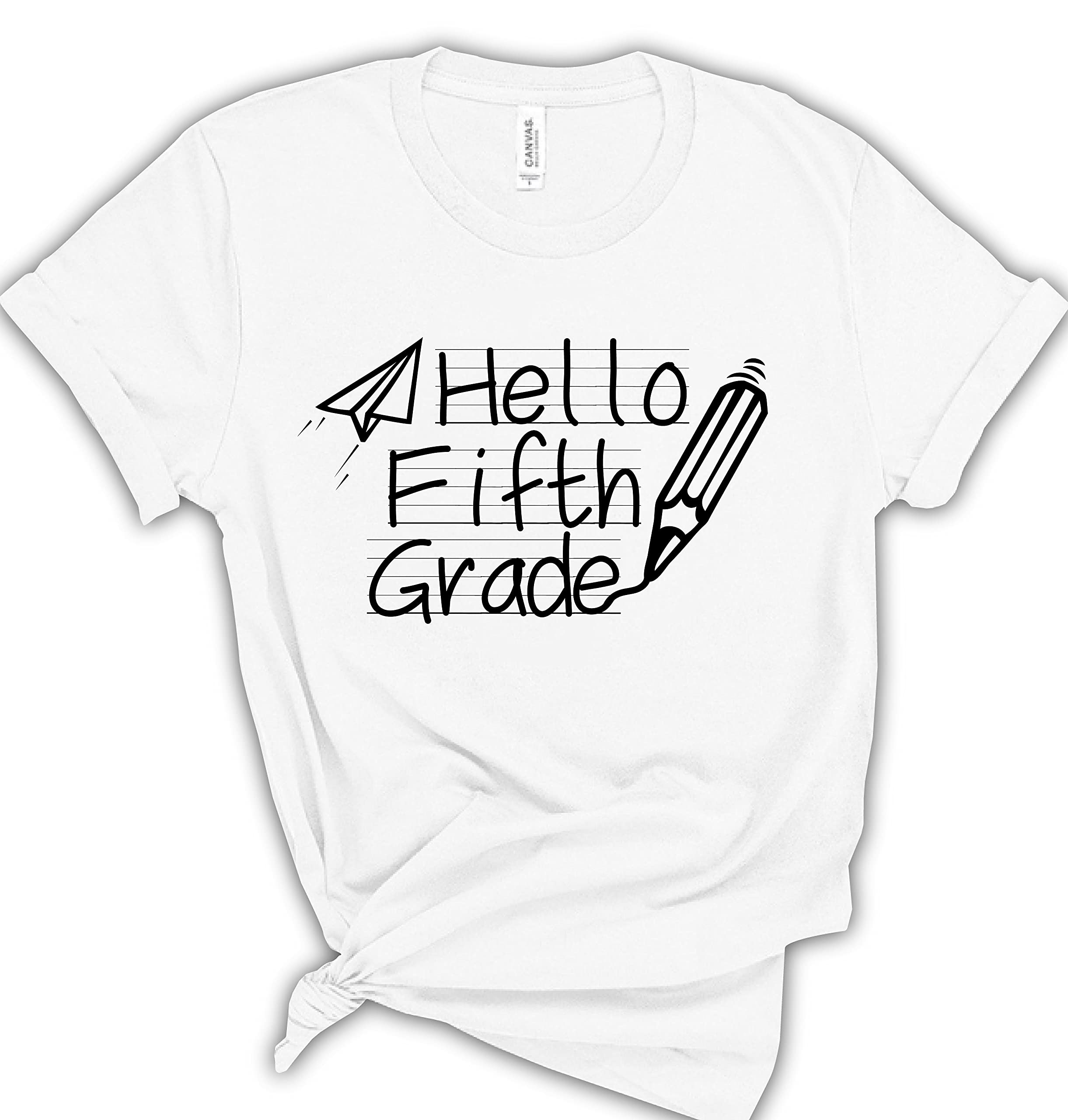 Personalized Hello Fifth Grade T-Shirts for Teachers - Custom Back to School Shirts for Women & Men - First Day of 5th Grade Graphic Tees - Casual Teacher Outfits - Perfect for Classroom, School Events & Teacher Appreciation Gifts