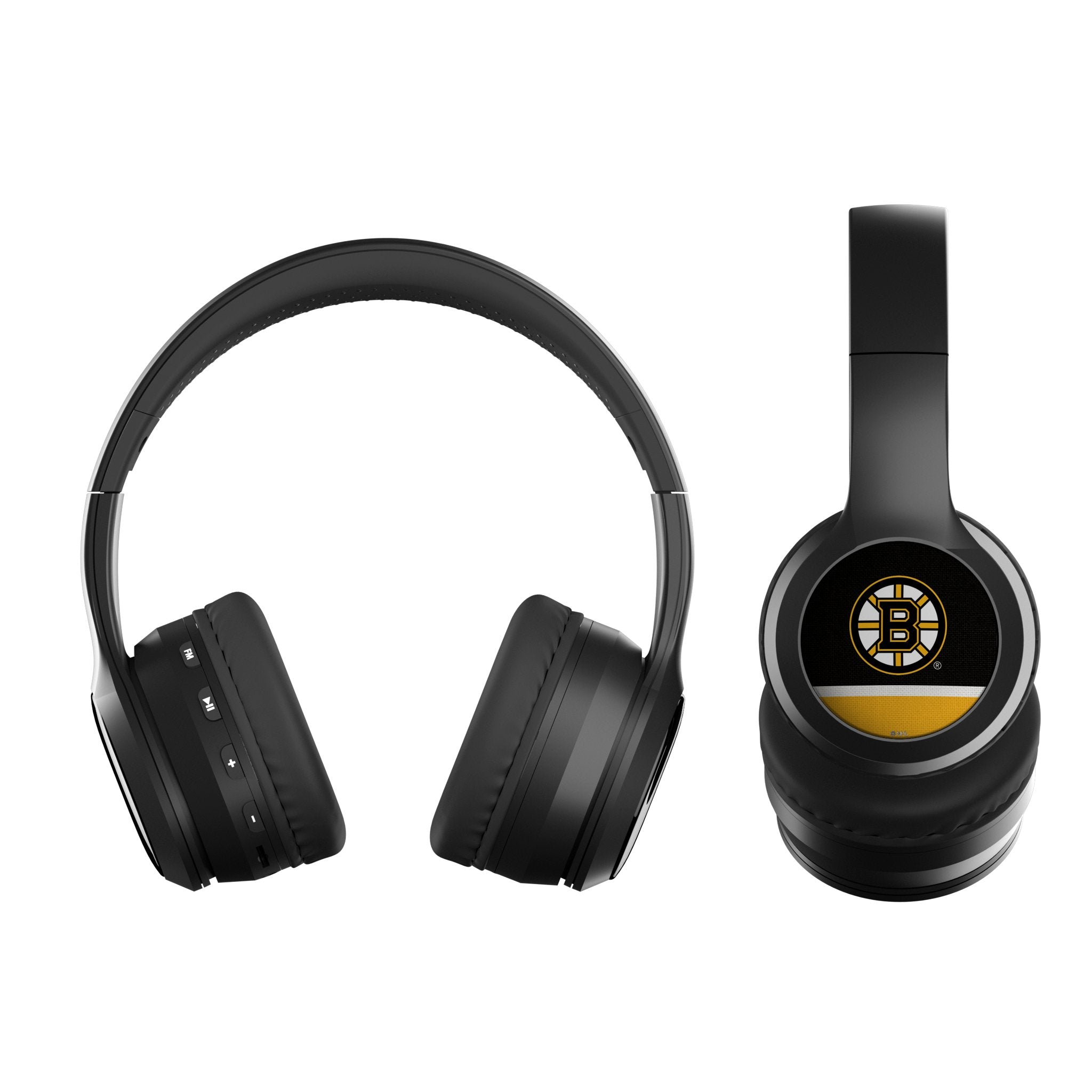 Boston Bruins Stripe Wireless Bluetooth Over-Ear Headphones with Carrying Case - Perfect for Sports, Travel, and Home Entertainment