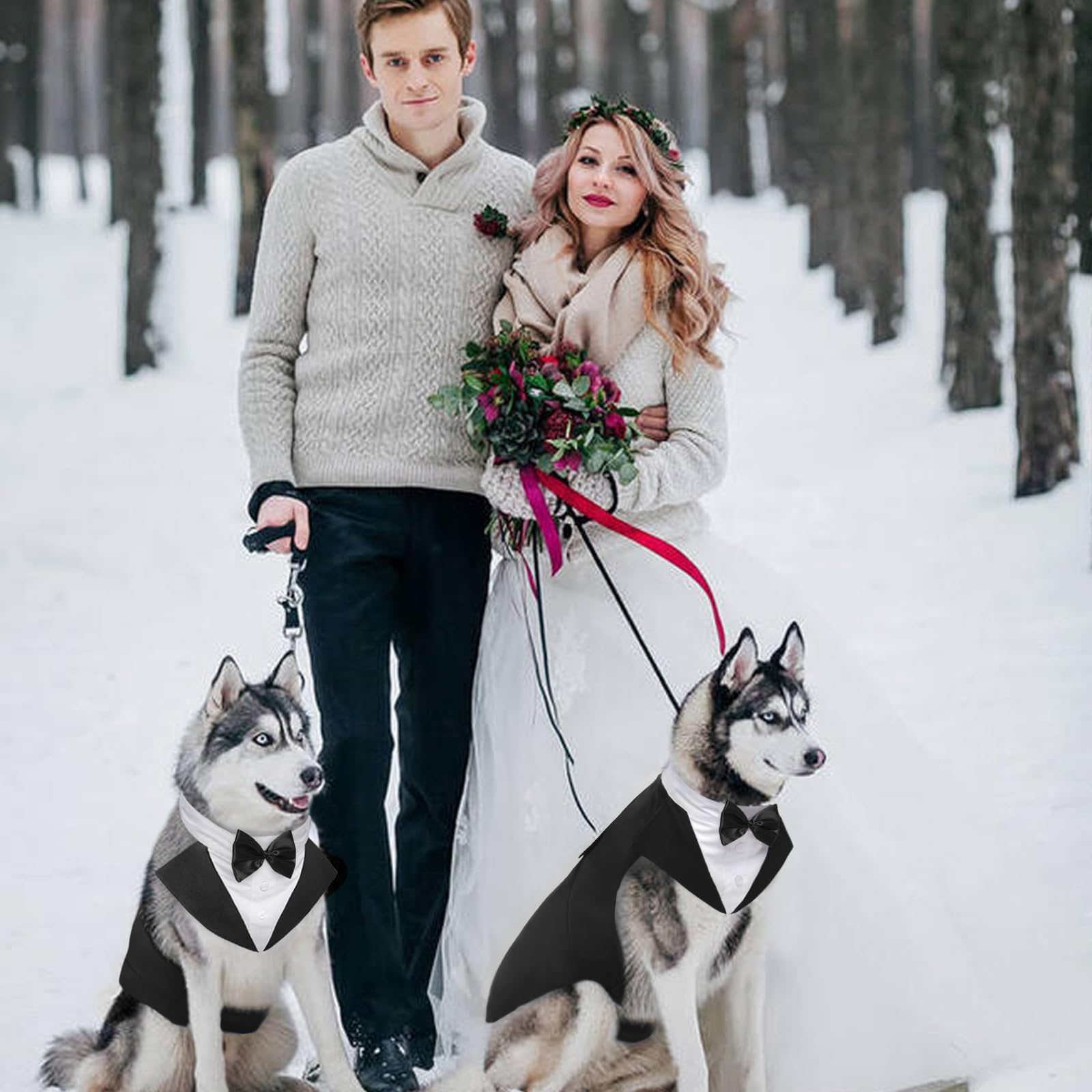 Kuoser Dog Tuxedo Suit & Bandana Set - Formal Wedding Party Attire for Medium & Large Dogs (Golden Retriever, Samoyed, Bulldog) - Perfect for Weddings, Parties & Special Occasions