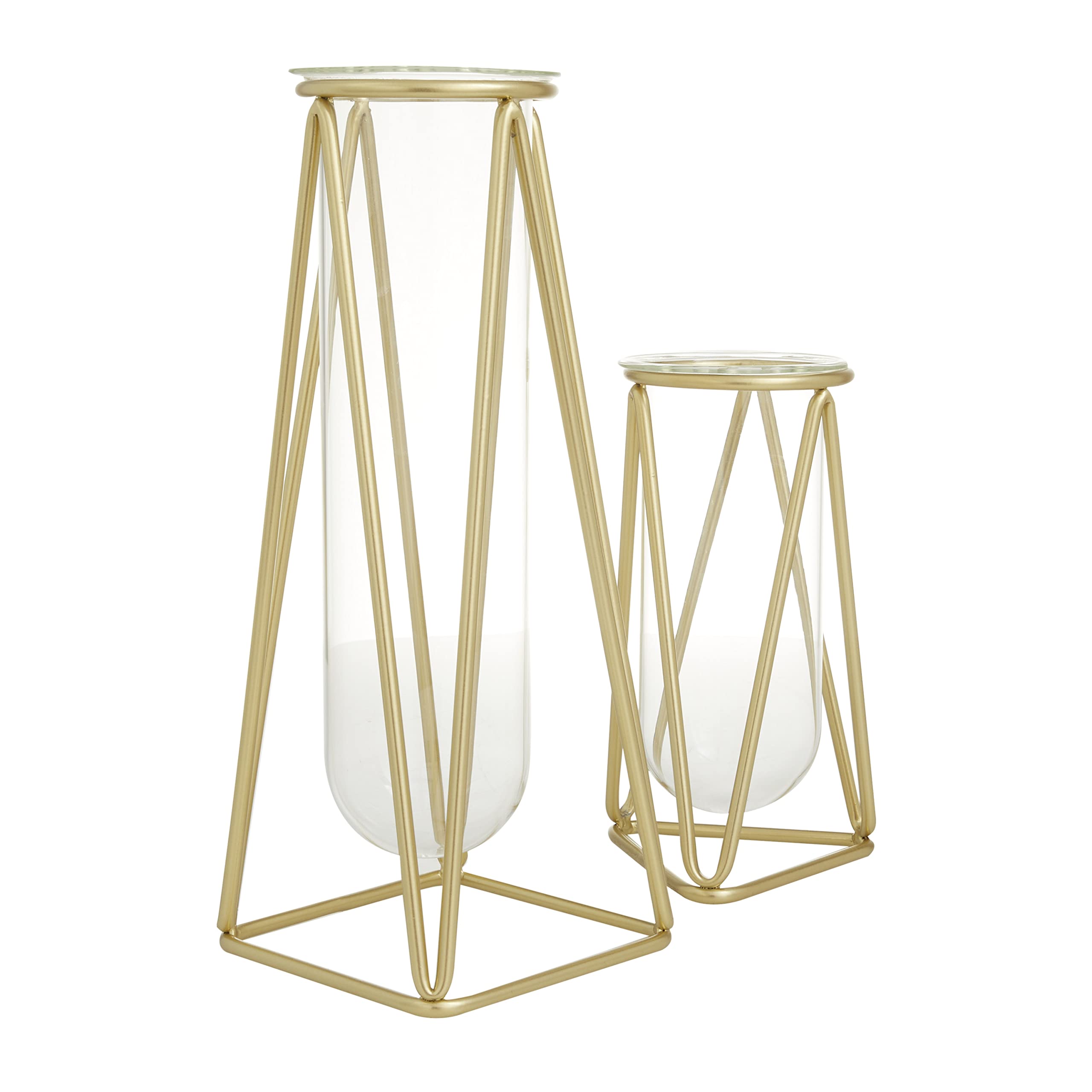 Deco 79 Modern Glass Vase Set of 2 with Gold Metal Stand - 9