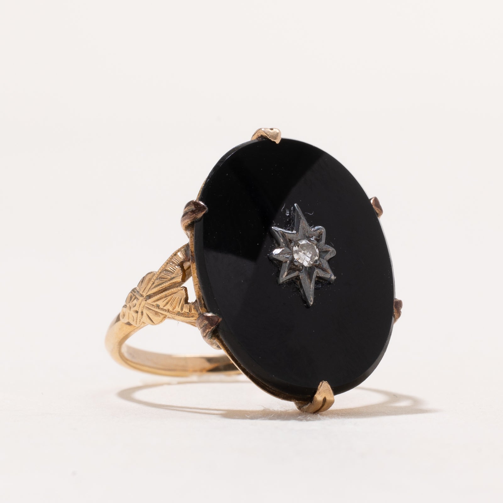 Onyx & Diamond Cocktail Ring for Women | 7.50ct Black Onyx & 0.04ct Diamond | Size 8 | Elegant Evening Party Jewelry for Weddings & Special Occasions