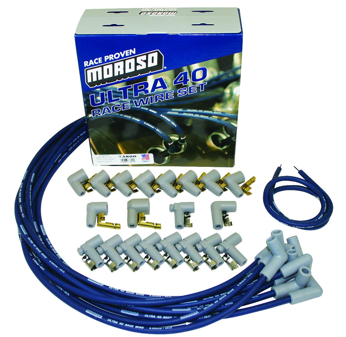 Moroso 73800 Ultra 40 High Performance Race Spark Plug Wire Set - Compatible with Chevy, Ford, Dodge - Perfect for Drag Racing, Track Days & Engine Upgrades