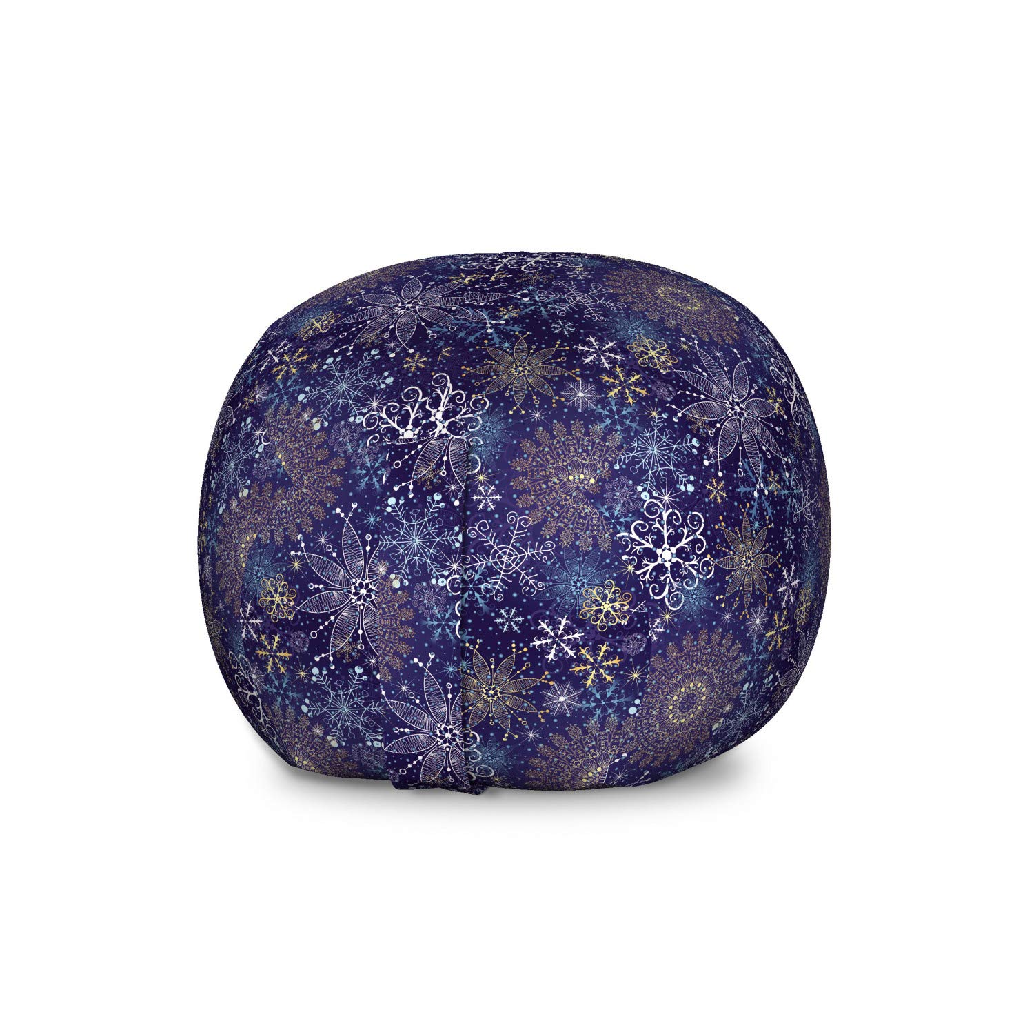 Ambesonne Dark Blue Storage Toy Bag Chair - Christmas Inspired Pattern with Ornate Snowflakes Mandala Design | Large Washable Stuffed Animal Organizer | Perfect for Kids' Room, Nursery & Holiday Decor