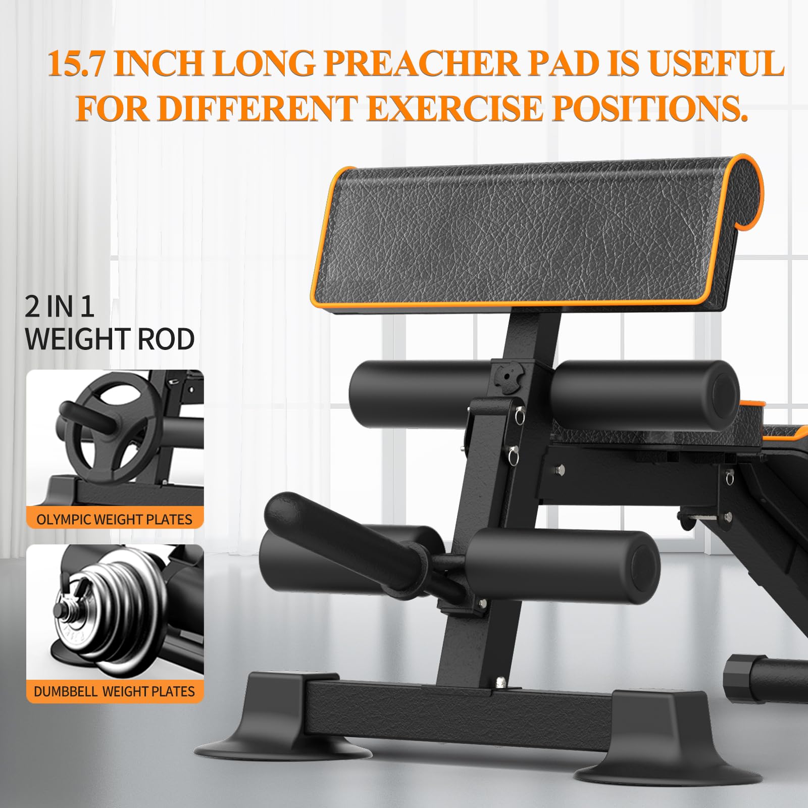 **Adjustable Weight Bench for Home Gym - 660LBS Capacity, Multi-Function Preacher Curl & Leg Extension/Curl Machine, Foldable Design - Perfect for Strength Training & Full-Body Workouts**