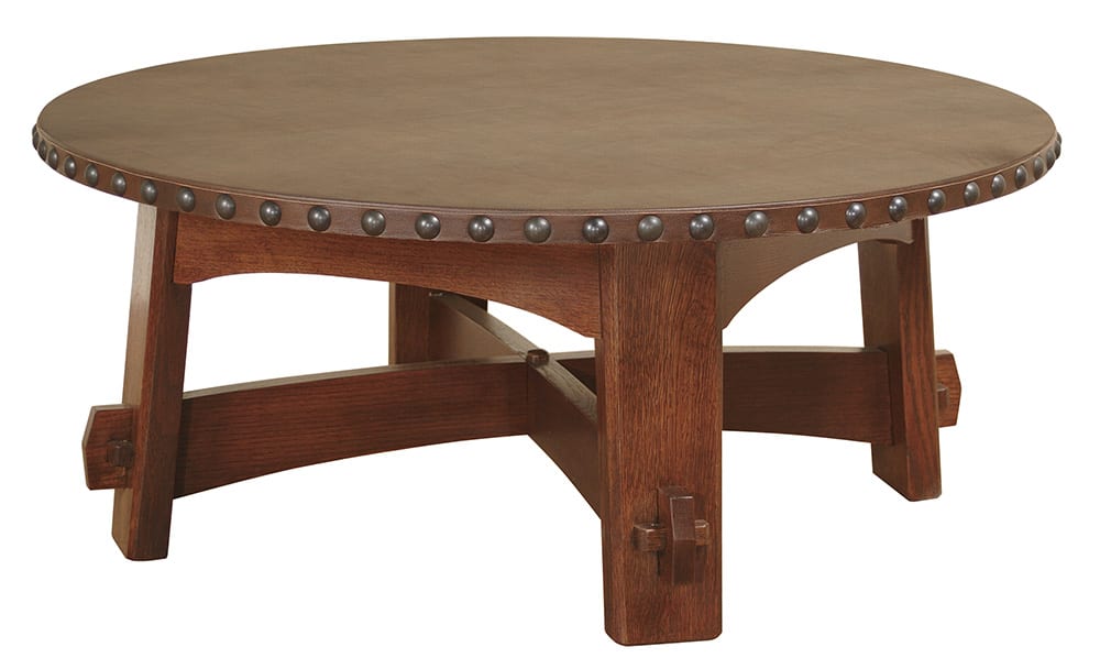 Handcrafted Leather-Top Commemorative Coffee Table - Elegant & Durable Living Room Centerpiece for Home Decor