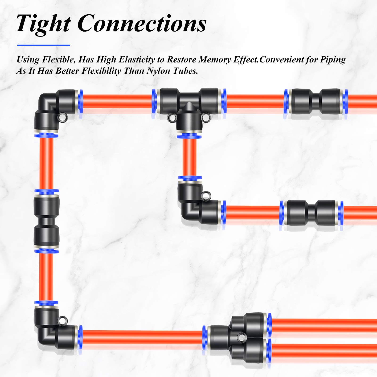 TAILONZ 1/4 Inch OD 10 Meters PU Air Hose - High Pressure Pneumatic Tubing for Air Compressor, Paint Sprayer, Fluid Transfer | Durable Orange PU Tube for Industrial, Automotive & DIY Projects