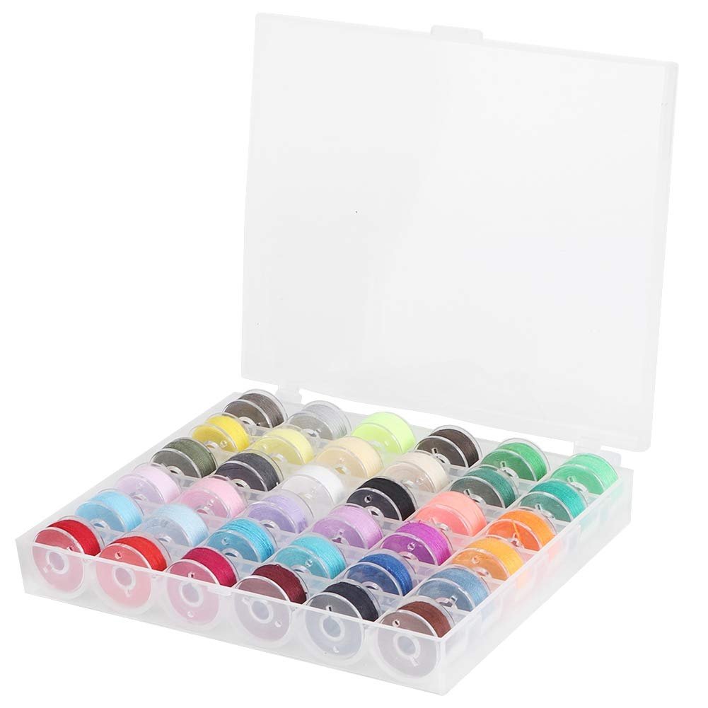 01 Bobbin Storage Box - 5.7x4.7x1.0 Inch Sewing Machine Bobbin Organizer Case with Colorful Bobbins | Perfect Sewing Accessory for Home & Craft Room Organization