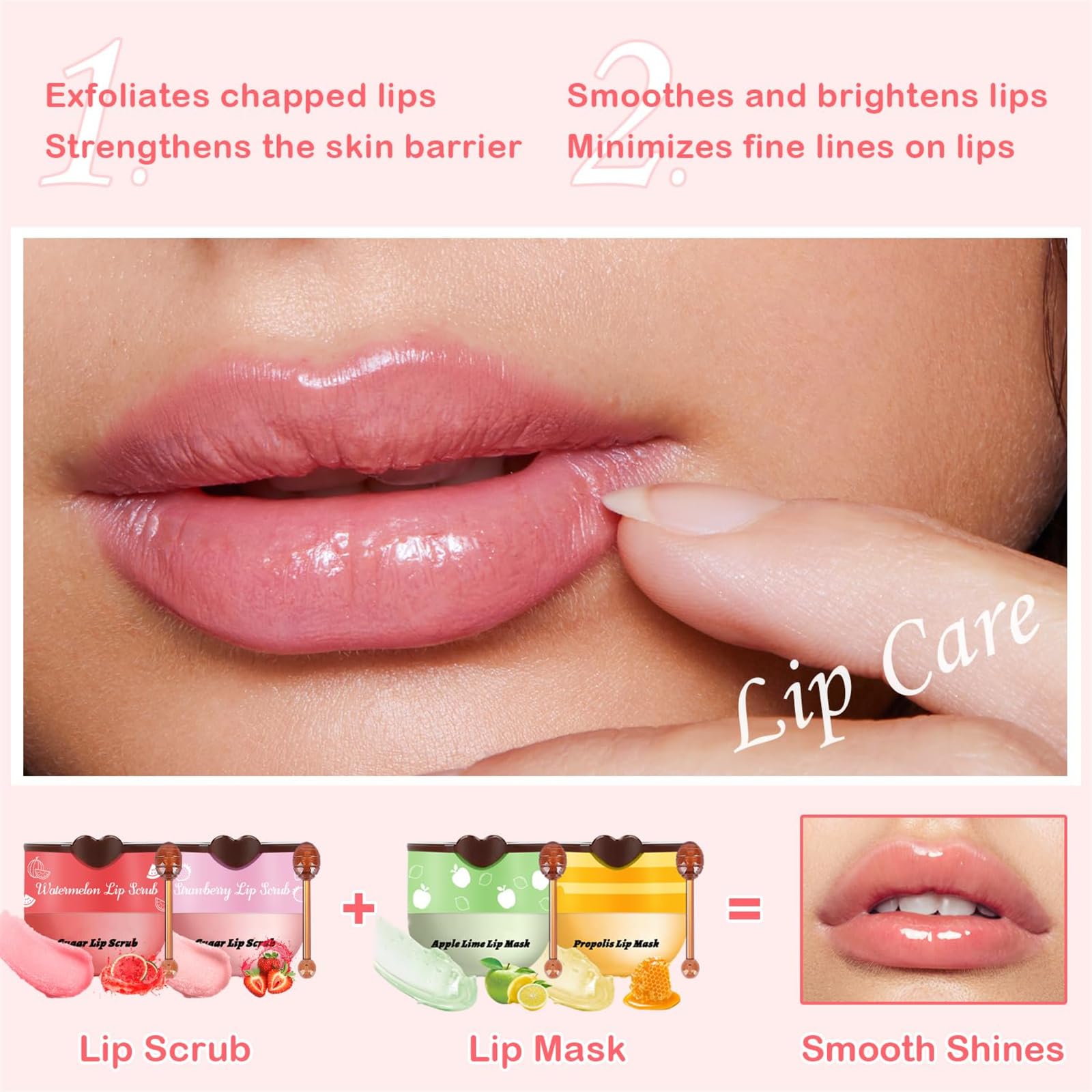 1/3/4 Pcs Honey Bee Lip Care Set - Moisturizing Lip Balm, Overnight Sleeping Mask & Exfoliating Scrub for Dry Cracked Lips - Hydrating Treatment to Repair & Prevent Lip Lines | Perfect for Night Care, Travel & Daily Lip Routine (Style A)