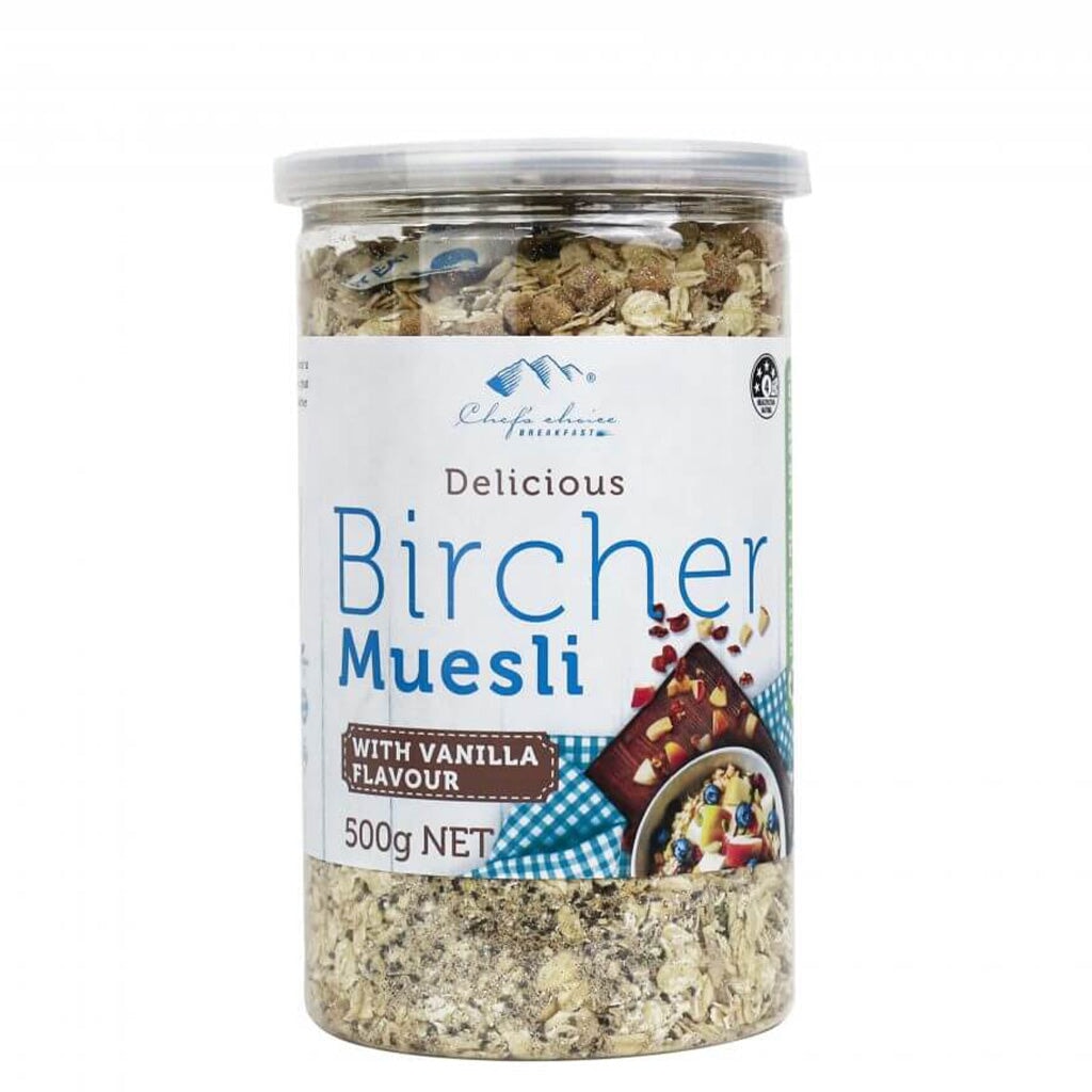 Chef's Choice Bircher Muesli Vanilla - Healthy Swiss-Style Oatmeal Breakfast Cereal for Busy Mornings & On-The-Go Nutrition