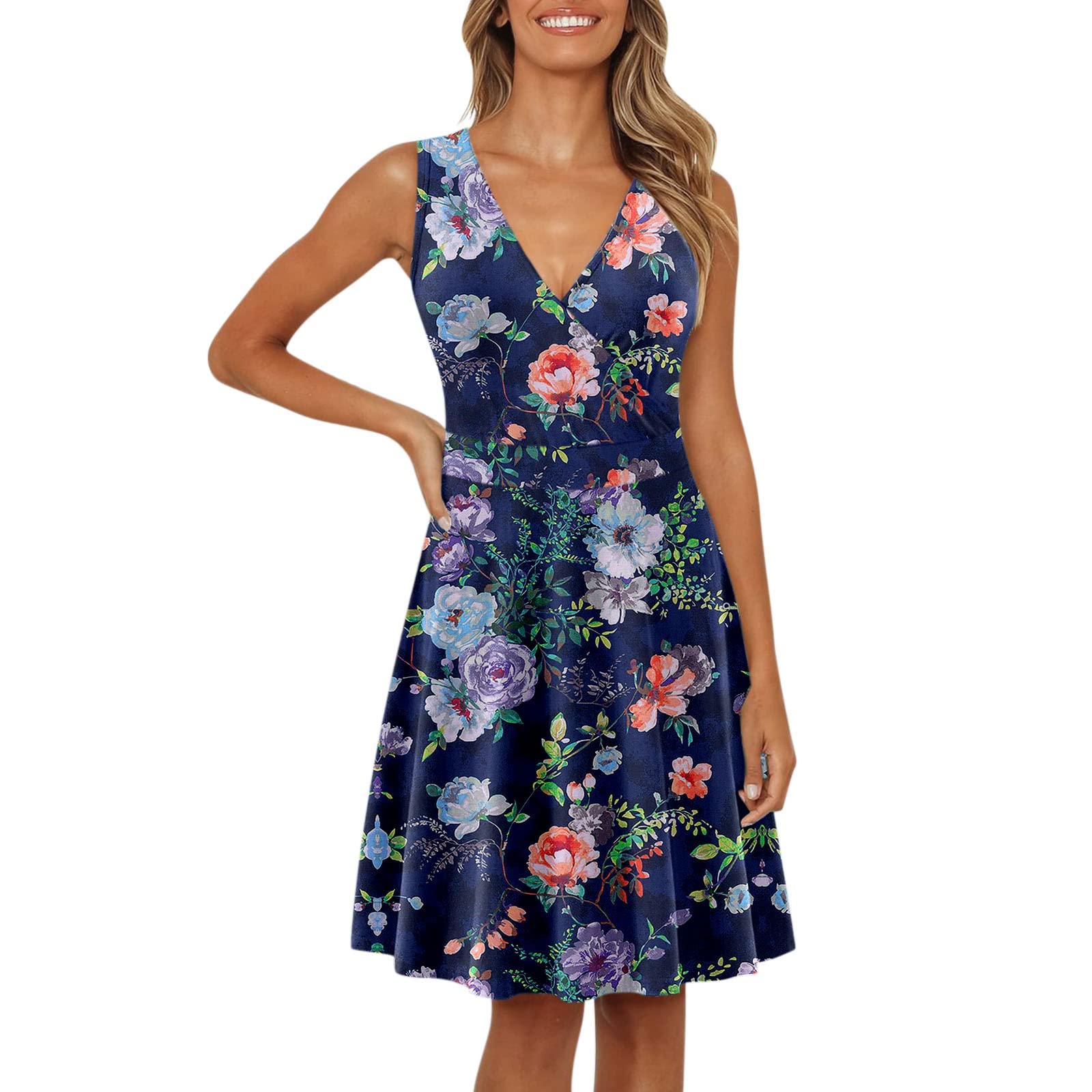 Floral Print Sleeveless Summer Dress for Women - Casual Strap Dress, Elegant Beachwear for Vacation, Party & Outdoor Activities
