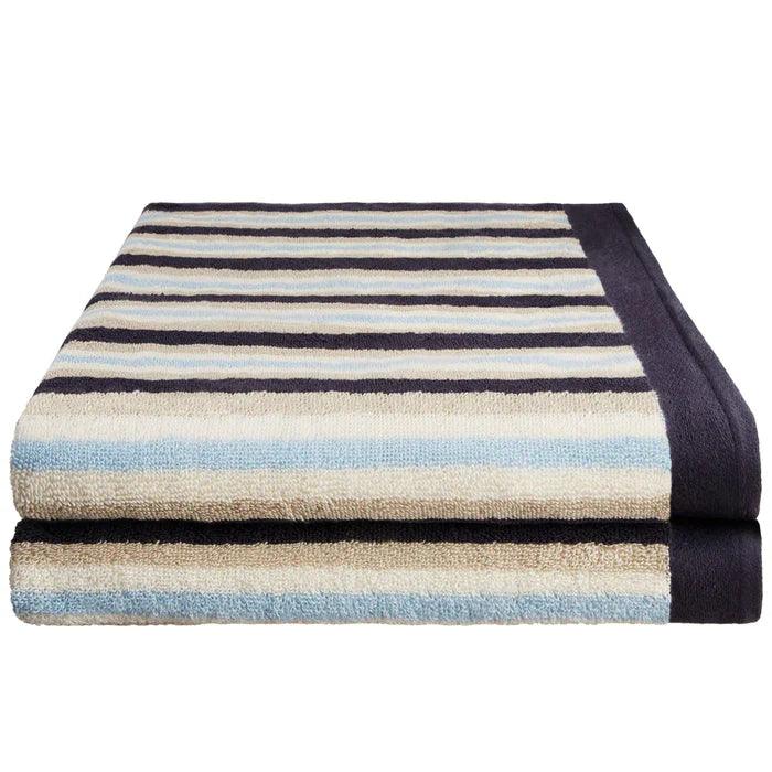 Premium Cotton Striped 2-Piece Bath Towel Set - Medium Weight, Soft & Absorbent for Spa, Bathroom & Beach Use