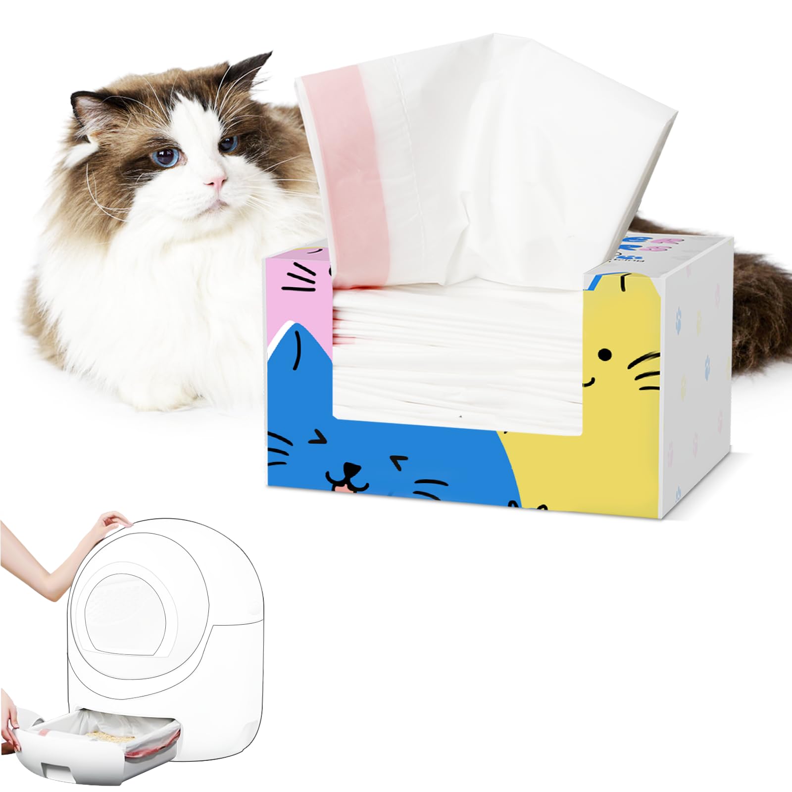 80 Count Heavy Duty Cat Litter Box Liners - Extra Thick Leak-Proof Litter Bags for Cleanpethome Self-Cleaning Litter Box | Perfect for Odor Control & Easy Cleanup | Ideal for Multi-Cat Homes & Small Trash Cans