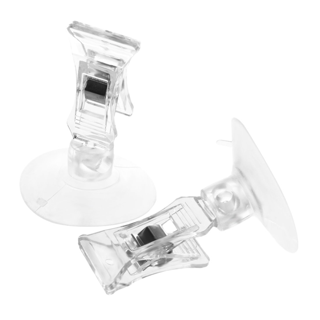 2-Pack 47mm Clear Plastic Suction Cup Clips - for Bathroom, Kitchen & Car Organization