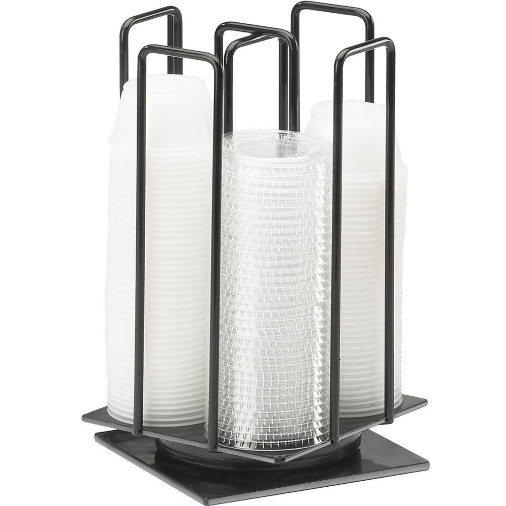 Cal Mil 1212 2-Tier Revolving Spice Rack Organizer with Lids - Compact Kitchen Countertop Storage for Spices, Ramekins & Small Items - Perfect for Pantry, Cabinet or Counter Organization