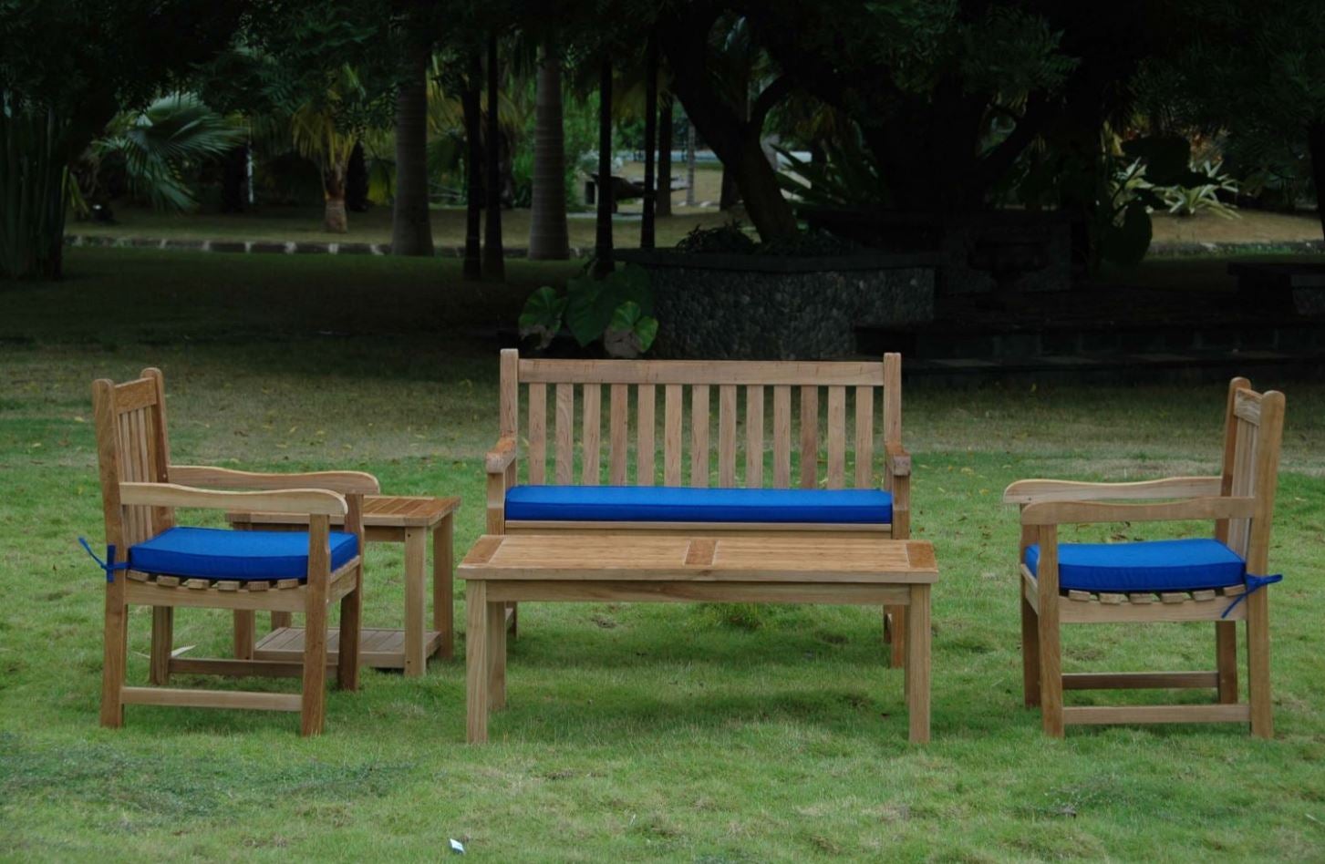 Anderson Teak Classic 2-Seater 5-Piece Outdoor Patio Conversation Set with Coffee Table - Perfect for Garden, Backyard, and Poolside Relaxation