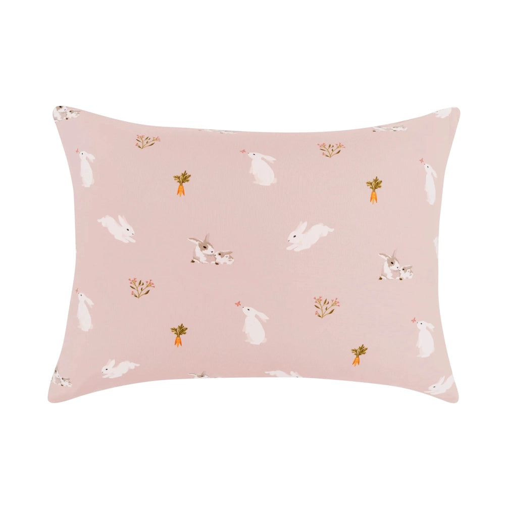 Kyte Baby Toddler Pillowcase - Soft Organic Cotton Blush Rabbit Print - Perfect for Nursery, Travel & Toddler Bedrooms