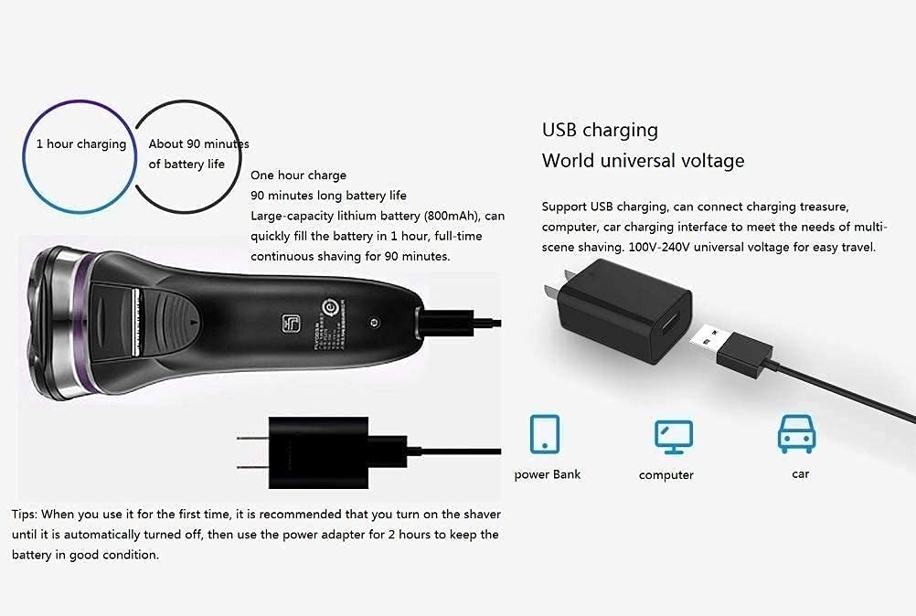 LIIAV Rechargeable Electric Shaver for Men with Pop-Up Trimmer - IPX7 Waterproof Wet/Dry Shaving, Cordless Multifunctional Razor - Perfect for Travel, Gym & Daily Grooming