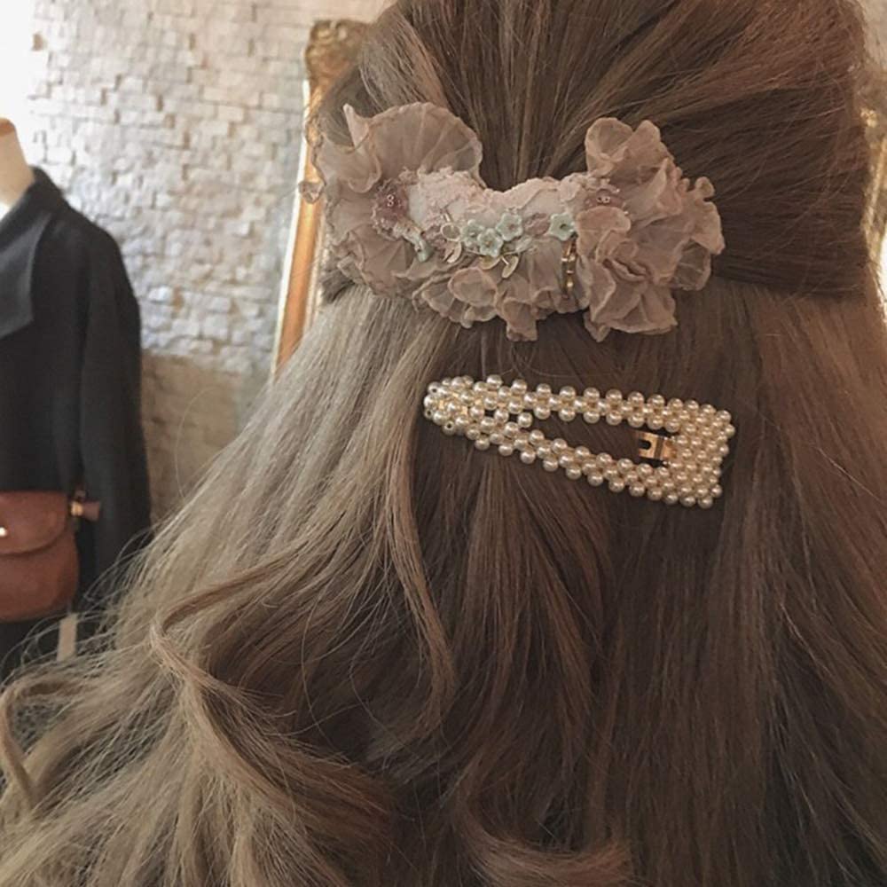 Ubersweet® Anselfl Fashion Pearl Hair Clip - Elegant Snap Barrette Hairpin for Women & Girls | Perfect for Weddings, Parties & Everyday Wear
