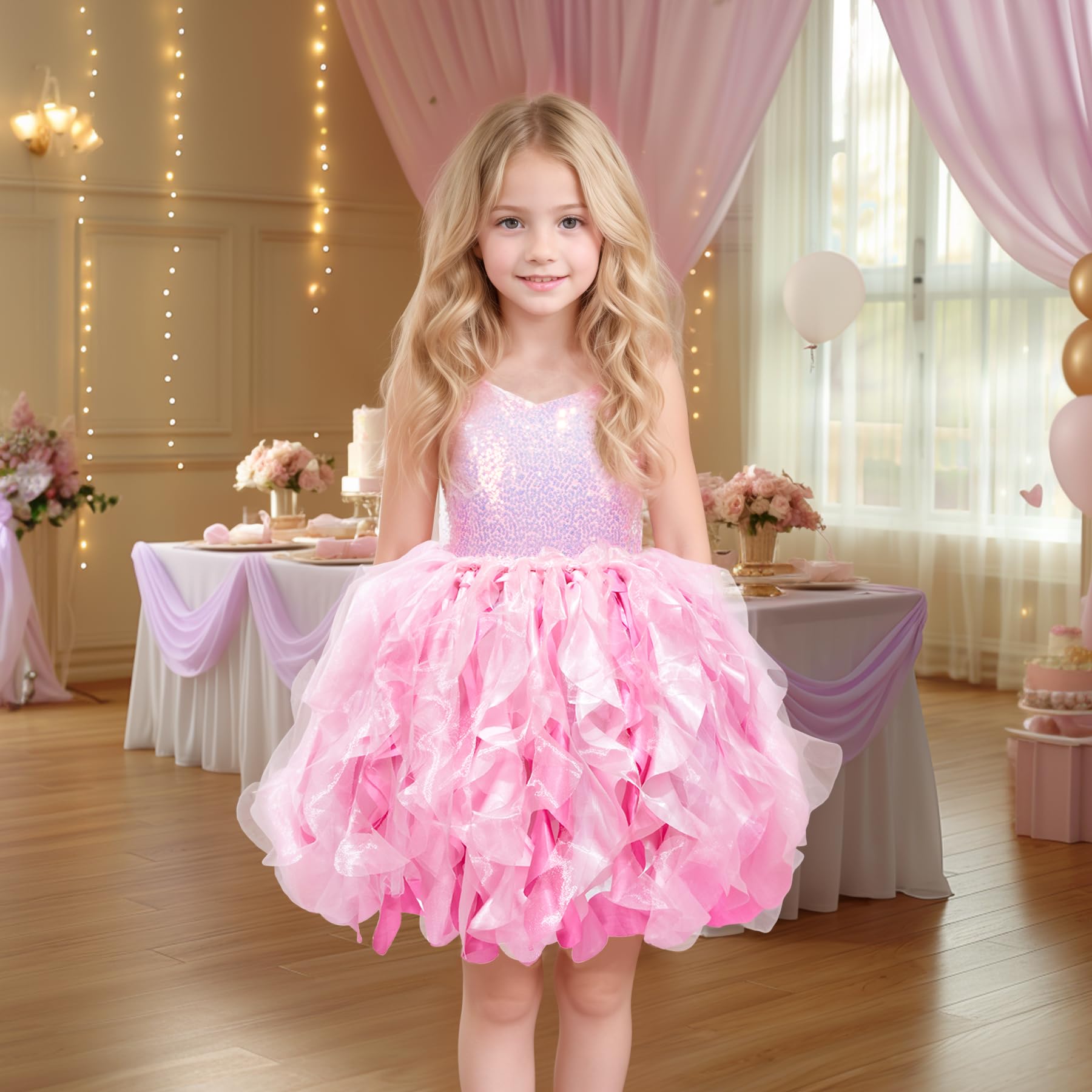 Sparkly Sequin Tutu Dress for Girls - Tulle Princess Prom Dress for Birthday Party & Formal Occasions | Toddler Girl Party Outfit for Special Events & Celebrations