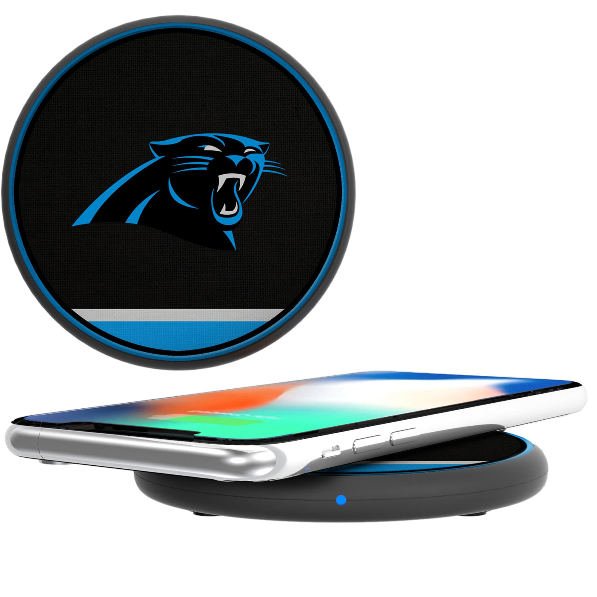 Carolina Panthers NFL Wireless Phone Charger - 15W Fast Qi-Certified Charging Pad for iPhone, Samsung, Galaxy - Perfect for Home, Office, and Game Day