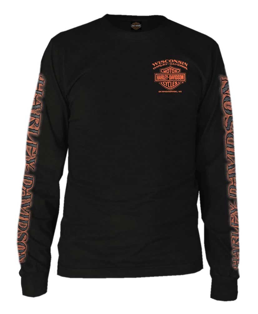 Harley-Davidson Men's Eagle Piston Long Sleeve Crew Shirt - Black 30299947 | Motorcycle Riding, Casual Wear & Biker Apparel