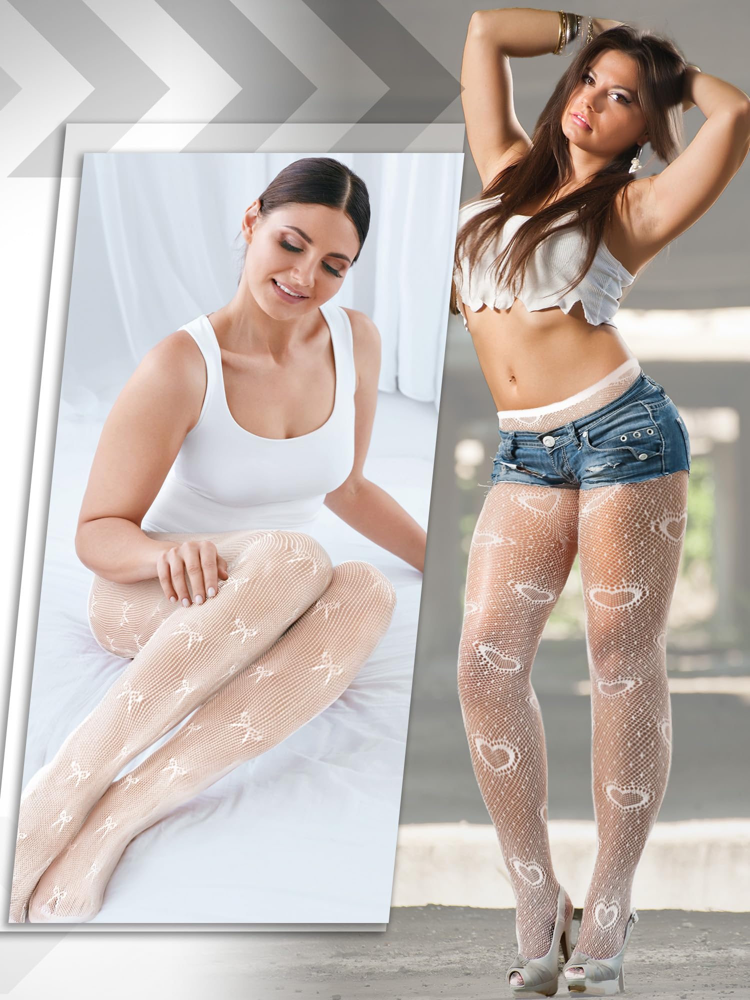 Ramede 6 Pairs Women's Fishnet Thigh High Stockings with Bow Lace Design - Sexy Waist Tights & Pantyhose for Halloween, Cosplay, Burlesque, and Night Out