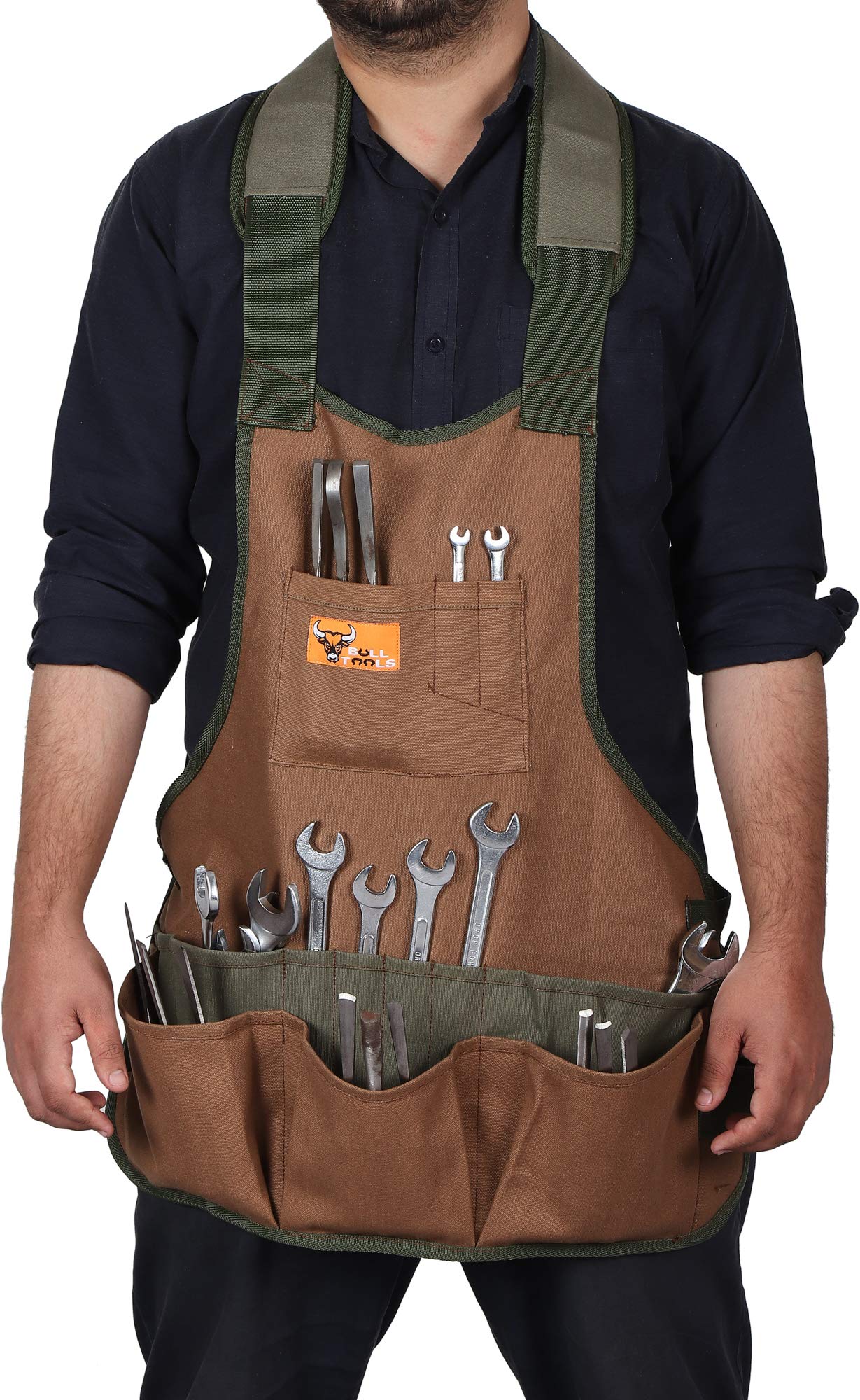 Heavy Duty Cotton Canvas Utility Waist Apron for Work - Durable Tool Pouch for Carpenters, Chefs & Gardeners - Perfect for DIY Projects, Cooking & Outdoor Activities