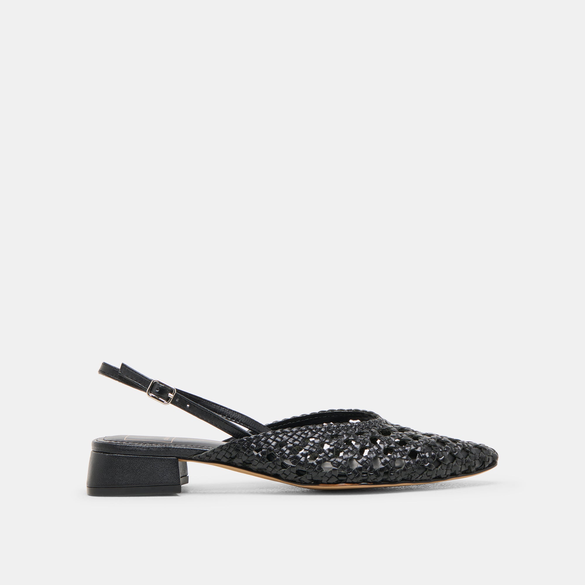 Black Woven Leather Birdie Flats - Comfortable Women's Slip-On Shoes for Work, Office & Casual Wear